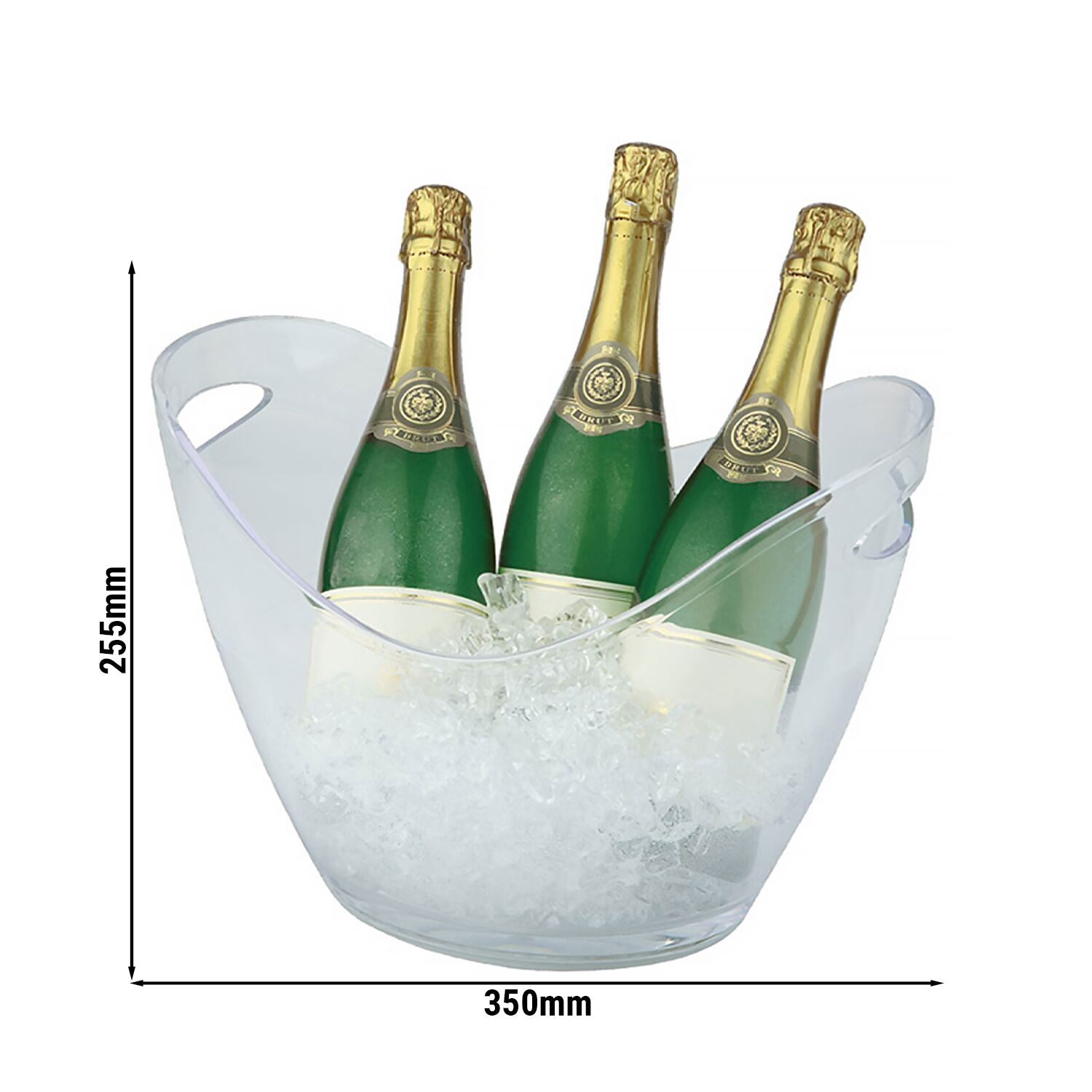 Seau à champagne - Polystyrène - 6 litres - Hauteur:255mm - Transparent - avec poignées