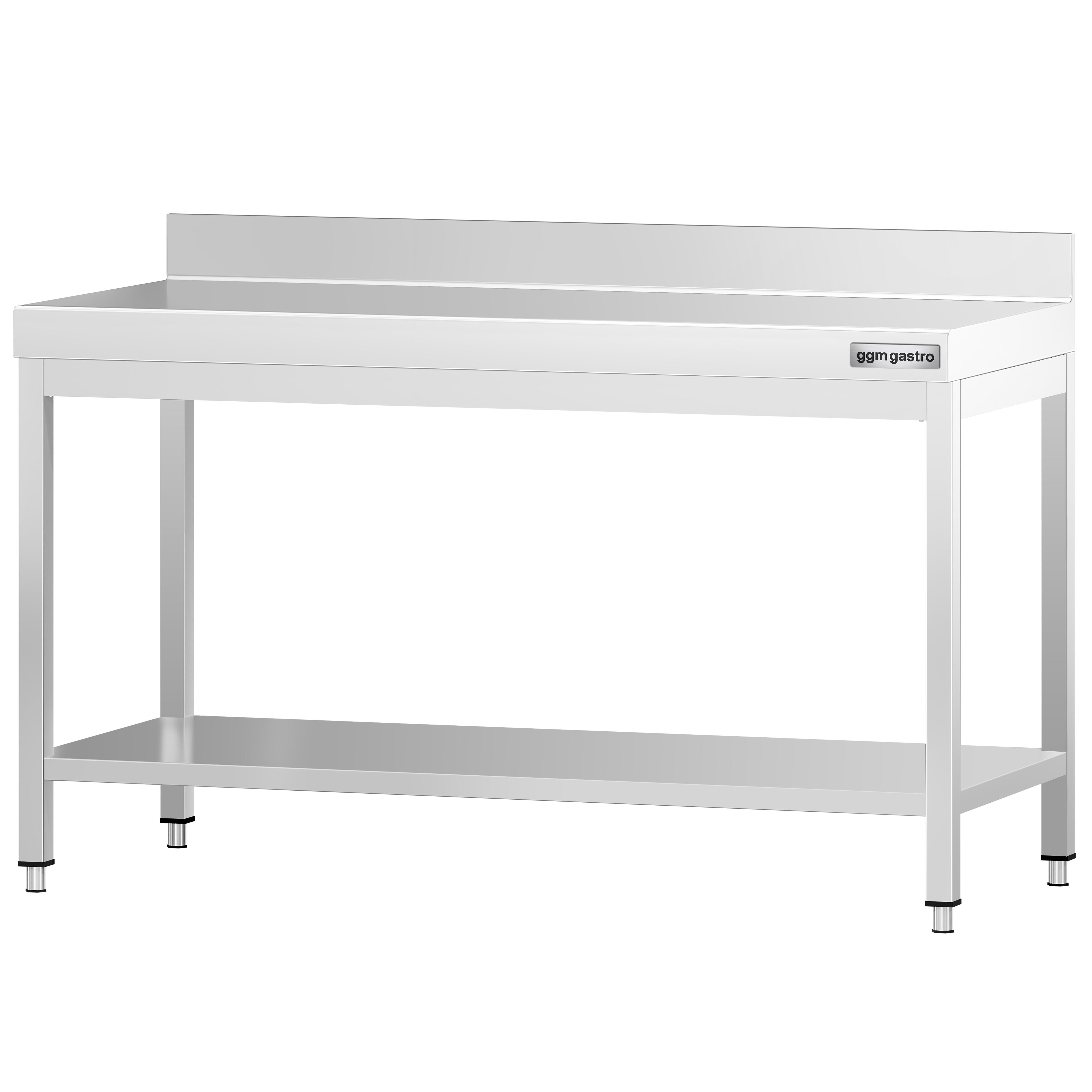 Table de travail inox PREMIUM - 1500 x 600 mm - avec tablette inférieure & Dosseret