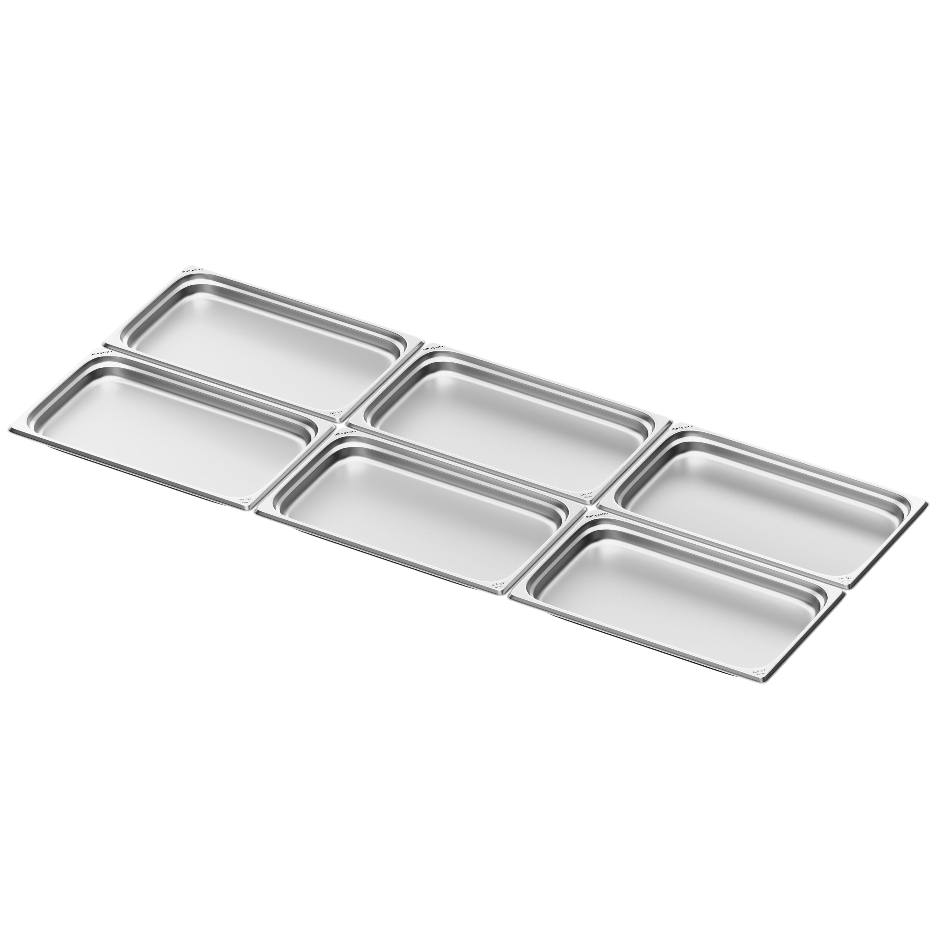 (6 st) Kantin i rostfritt stål GN 1/1 - Djup: 40 mm