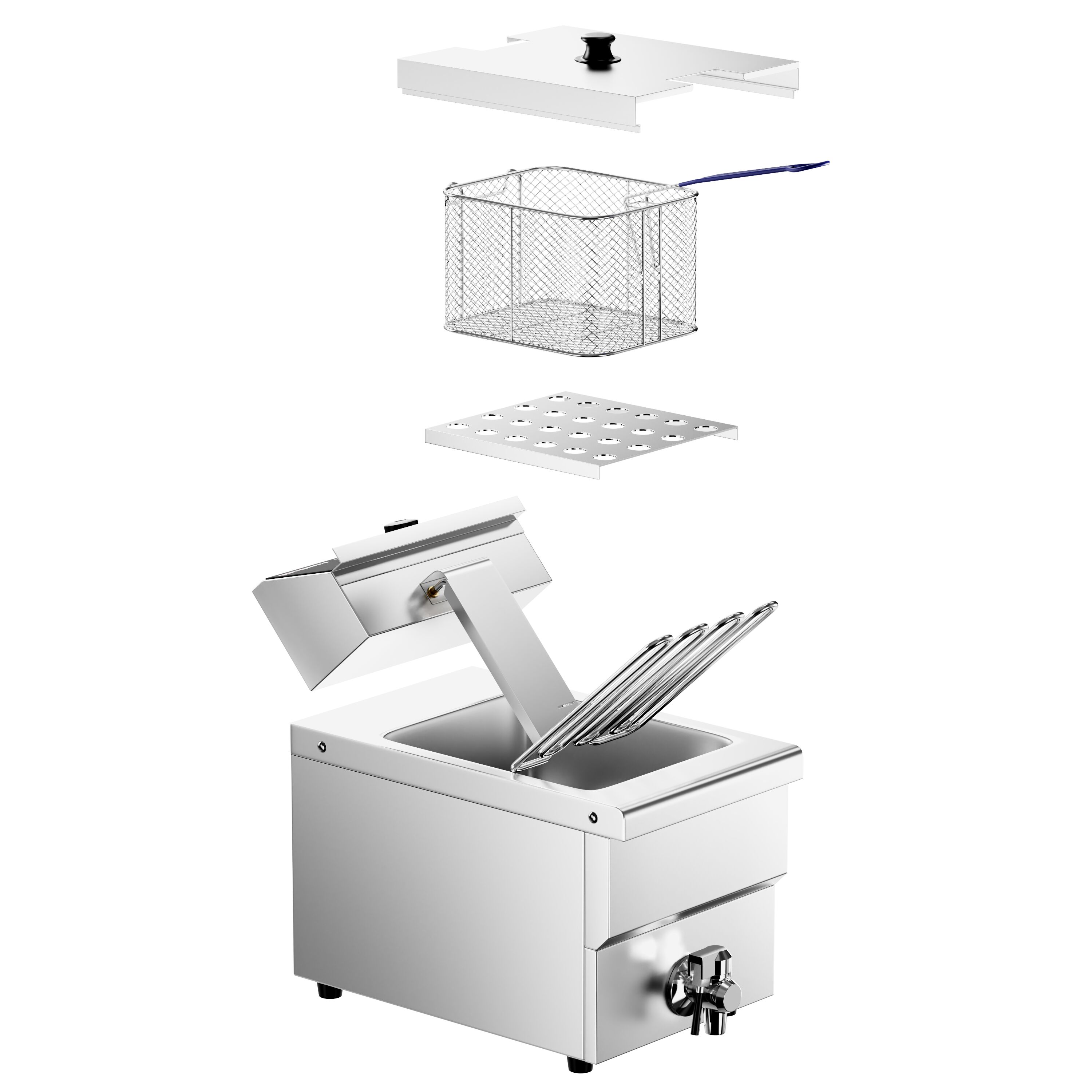 Friteuse électrique – 8 litres – 3,25 kW – avec robinet de vidange