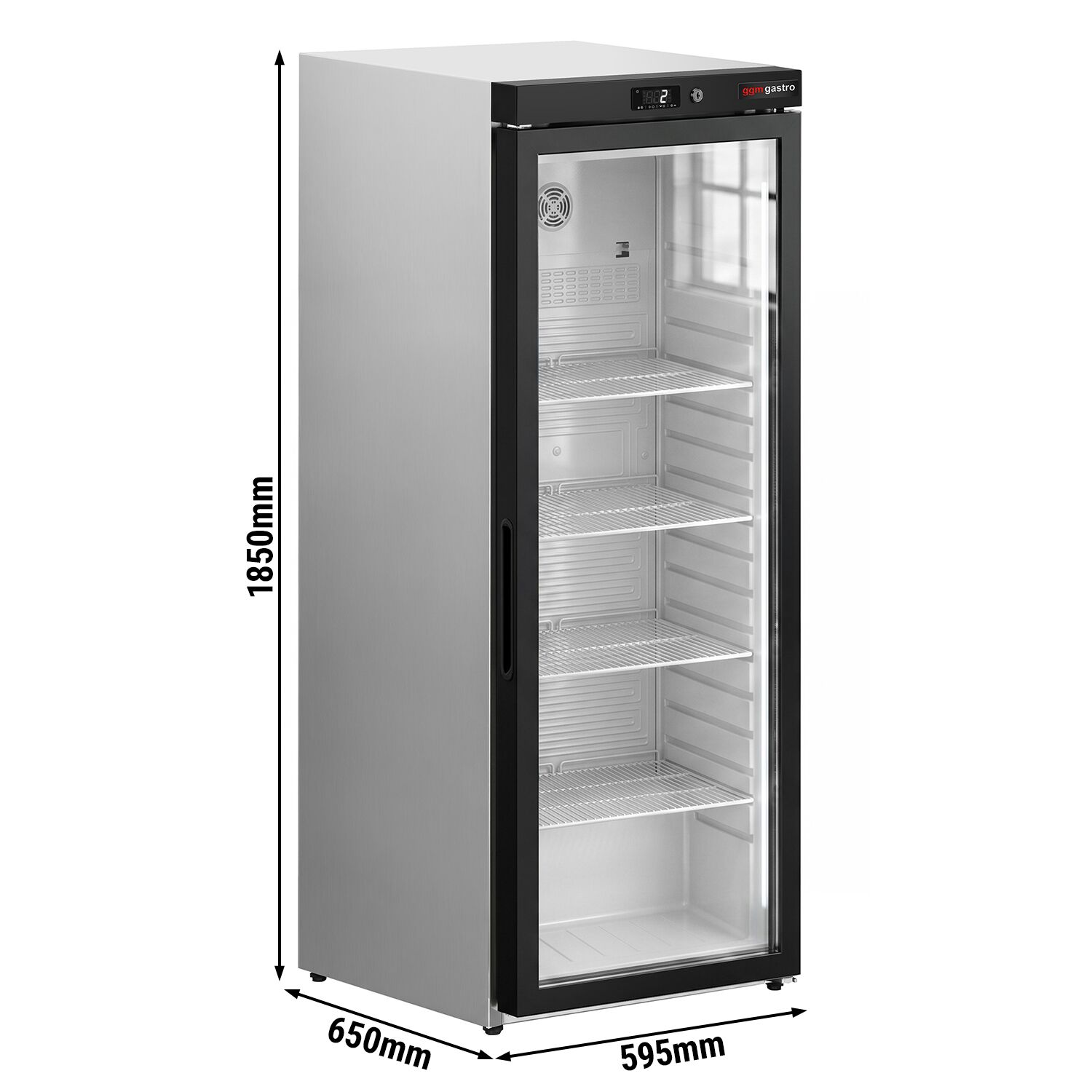 PREMIUM stainless steel storage fridge - 400 litres - with 1 glass door