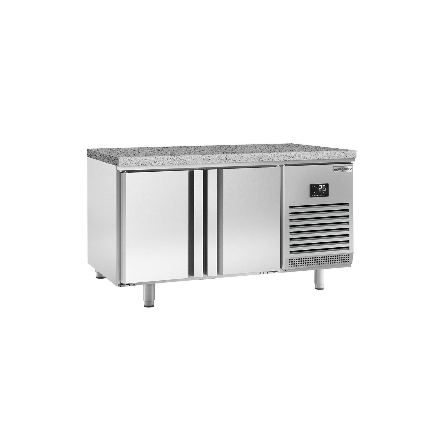 Table réfrigérée de boulangerie PREMIUM PLUS - 1618x800 mm - avec 2 portes & plan de travail en granit