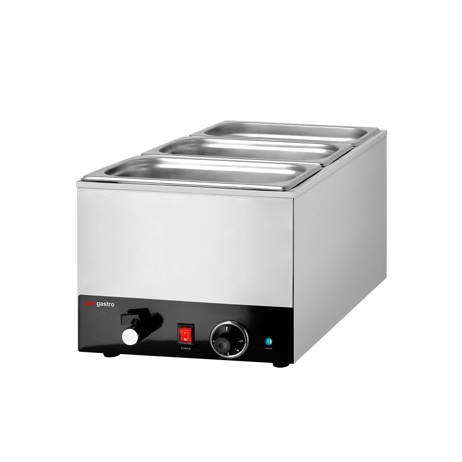 Bain-marie électrique – 1,2 kW – GN 1/1 avec hauteur de 200 mm – avec robinet de vidange