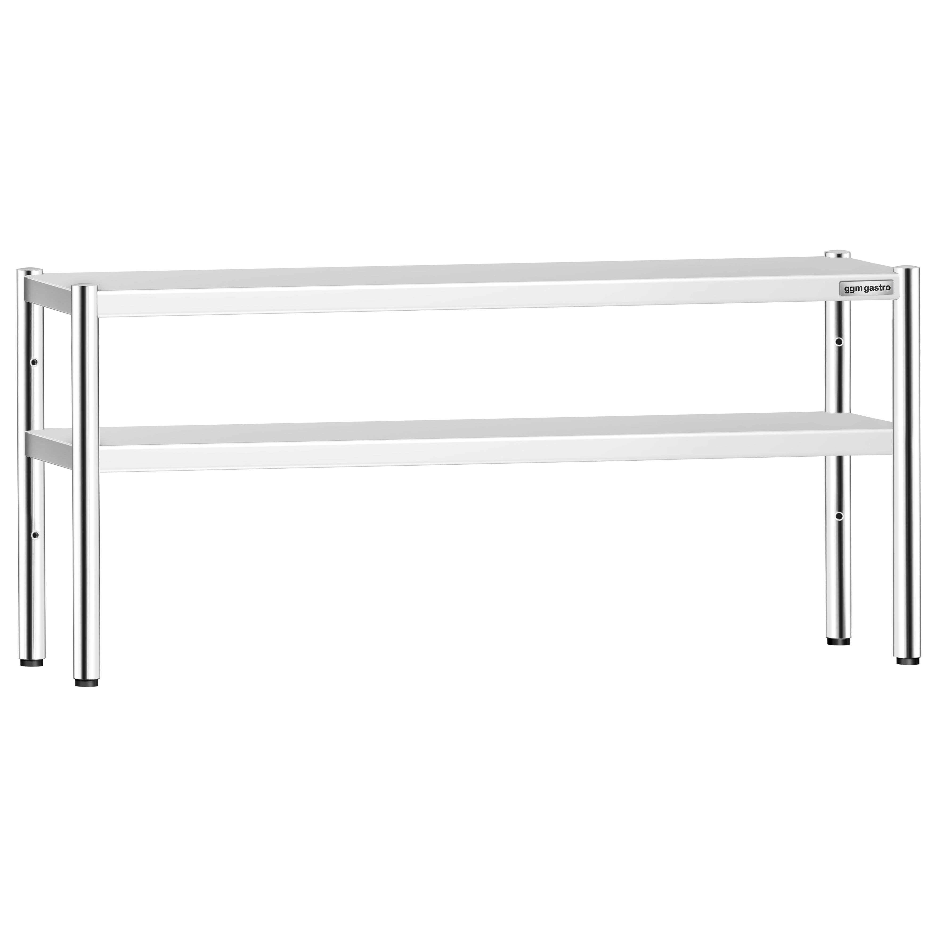 Étagère supérieure en inox – 2 niveaux – 1800 × 370 mm – hauteur réglable