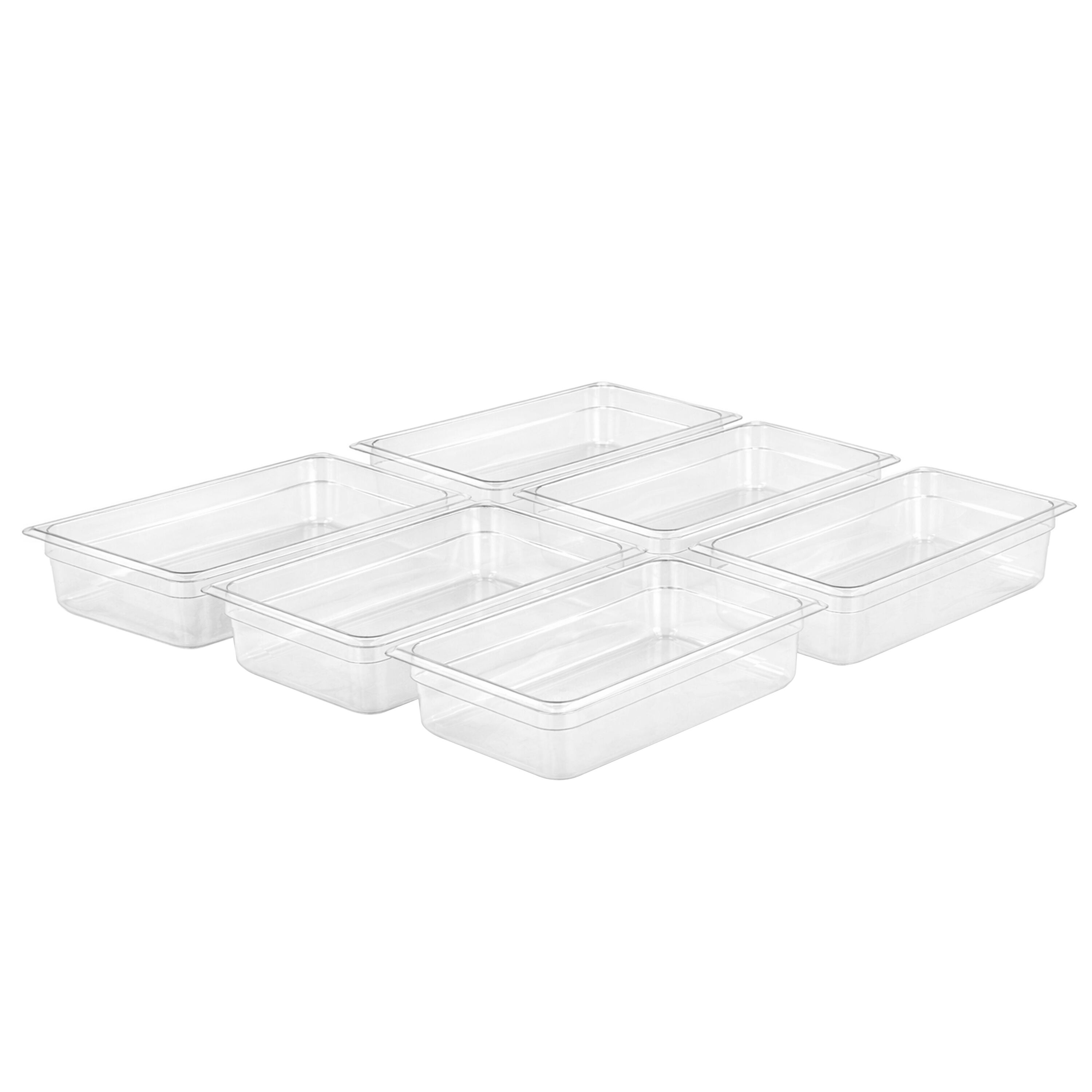 (6 pièces) Bac en Polycarbonate GN 1/3 - Transparent - Hauteur : 150 mm
