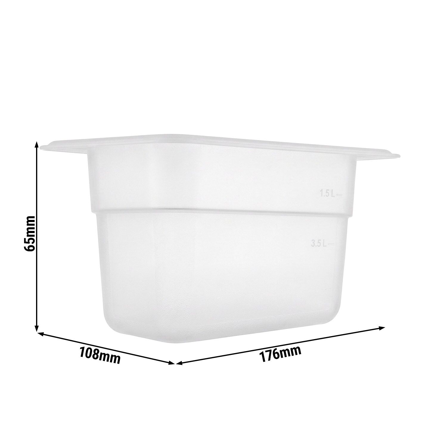 (12 pièces) Bac en Polycarbonate GN 1/9 - Transparent - Hauteur : 65 mm