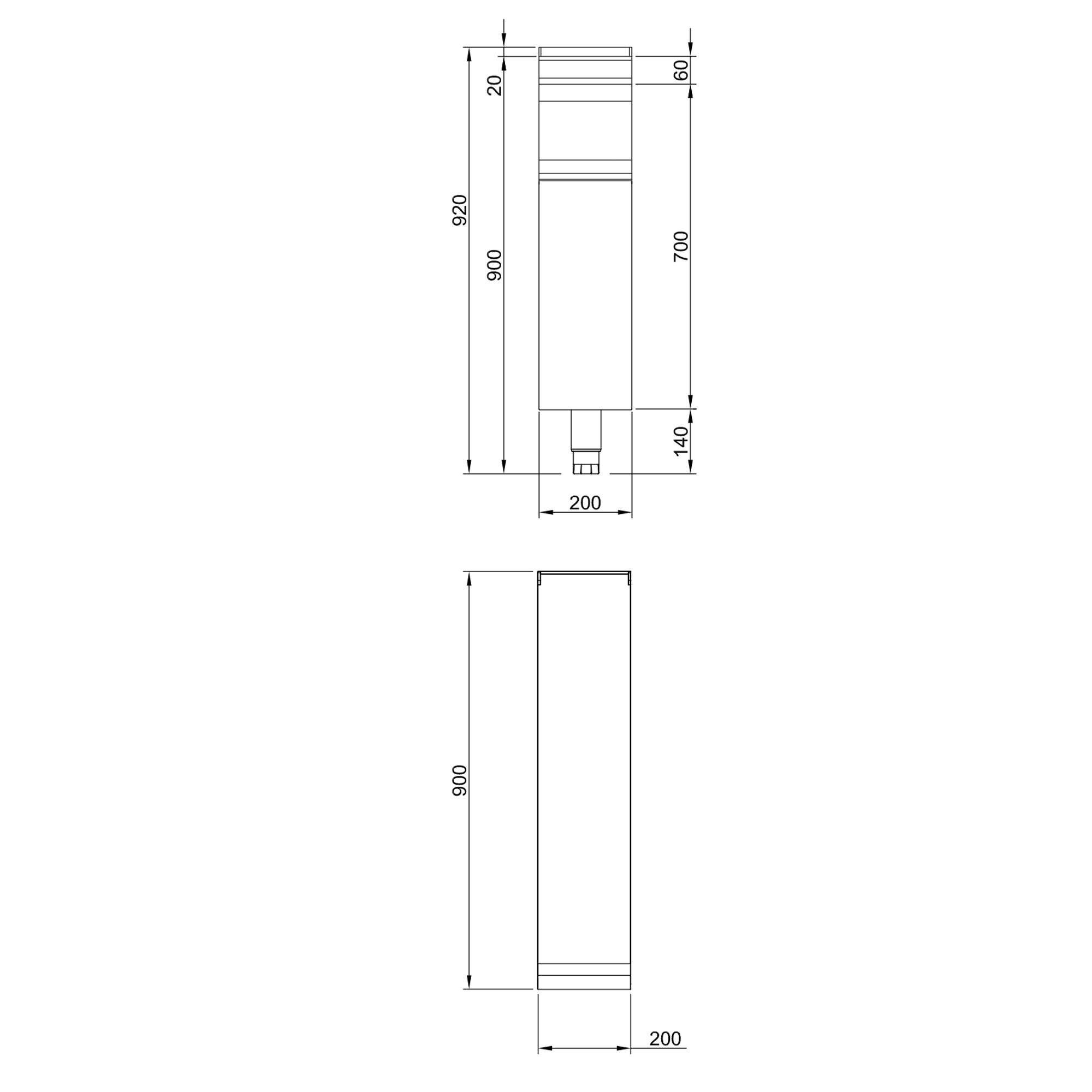 Neutral Element Stand Unit Paolo 900 - 200x900x920mm - Stainless Steel AISI 304 - Series Paolo 900 - with closed substructure