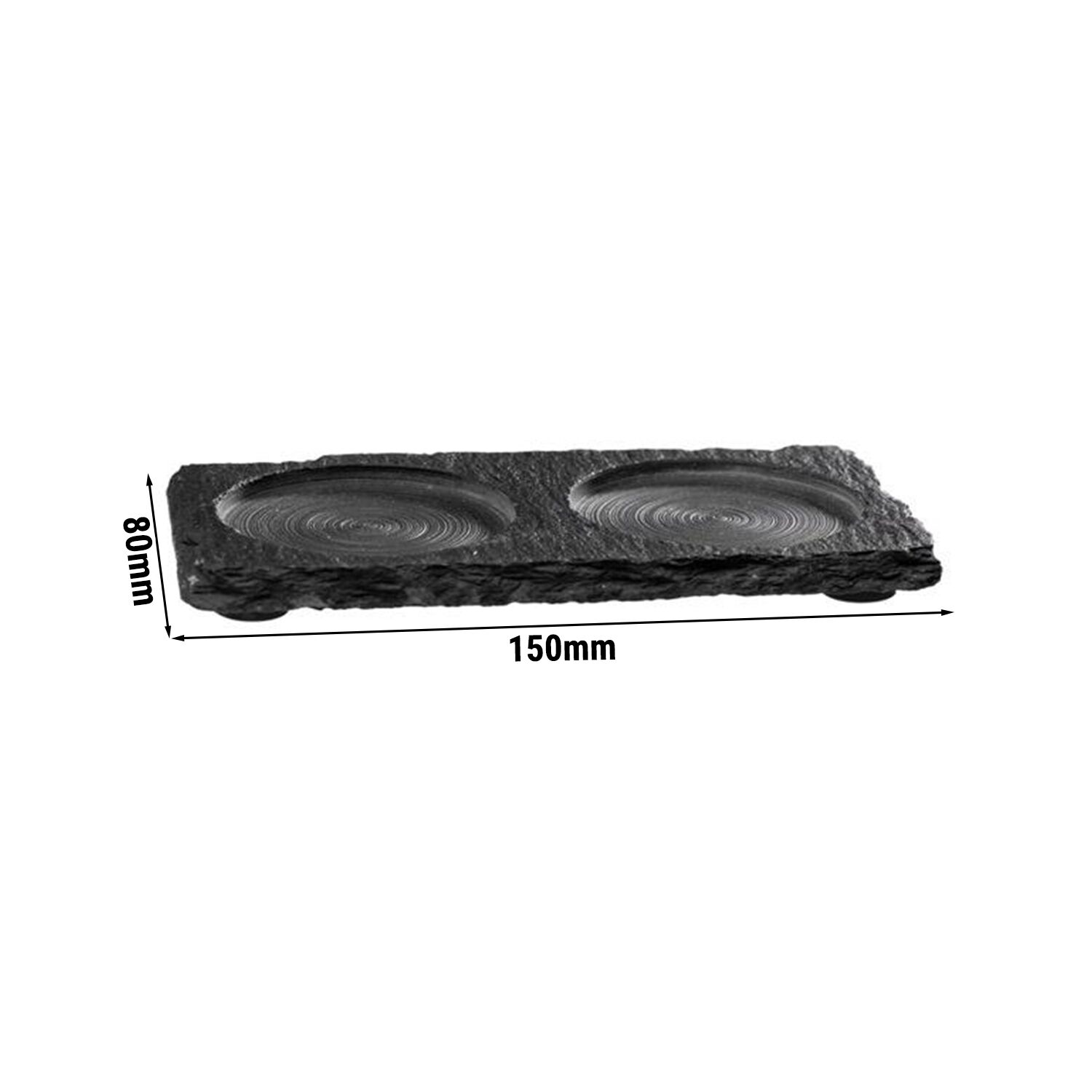(6 pcs) Plateau en ardoise naturelle - 150x80mm - avec 2 empreintes Ø60mm
