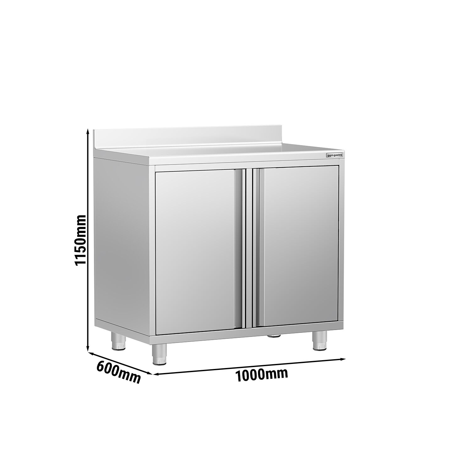 Armoire de travail pour machine à café filtre - 1000x600mm - avec dosseret - 2 portes battantes