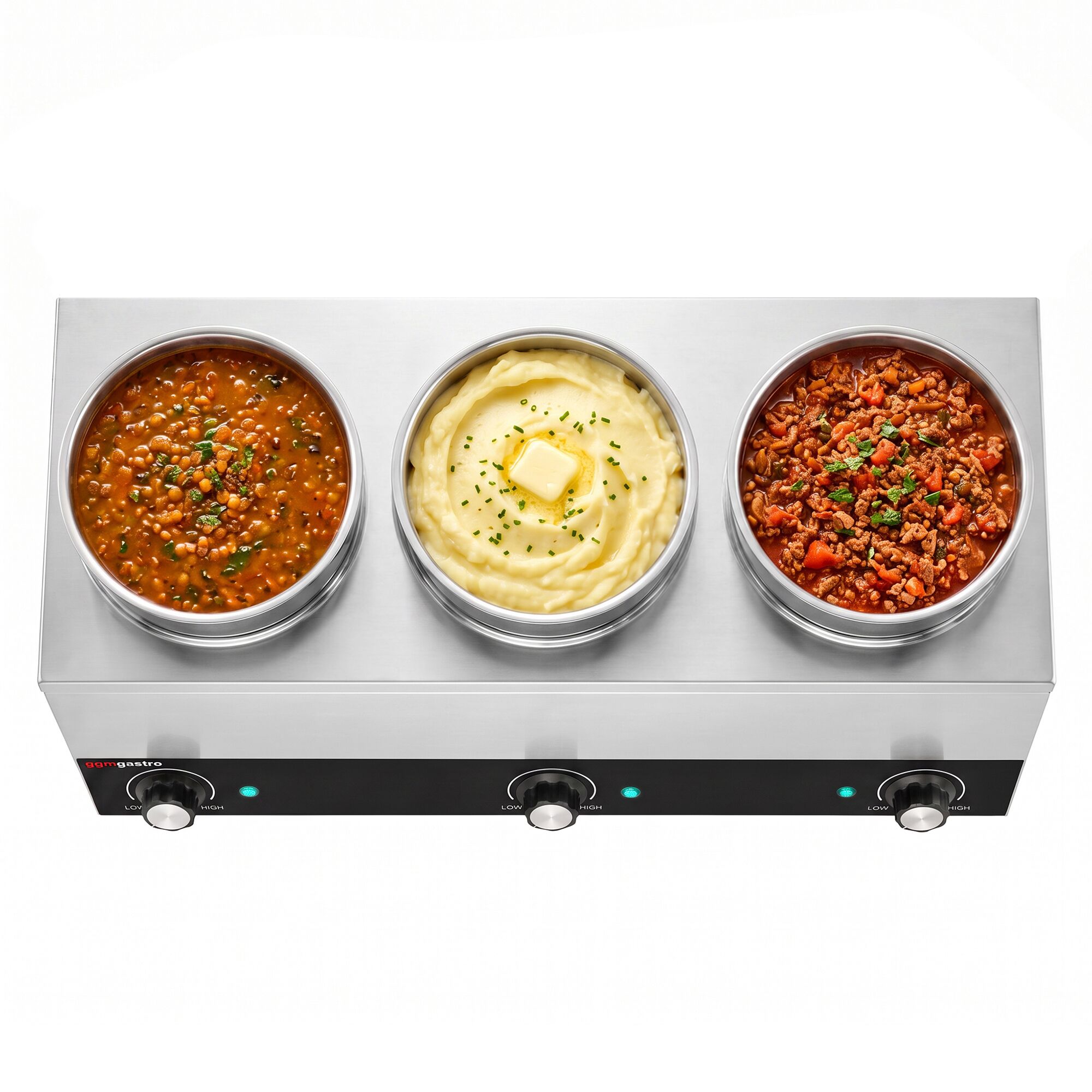 Commercial Bain Marie Soup & Sauce Warmer  - 10.5L - 450W - 3 Pots x 3.5L