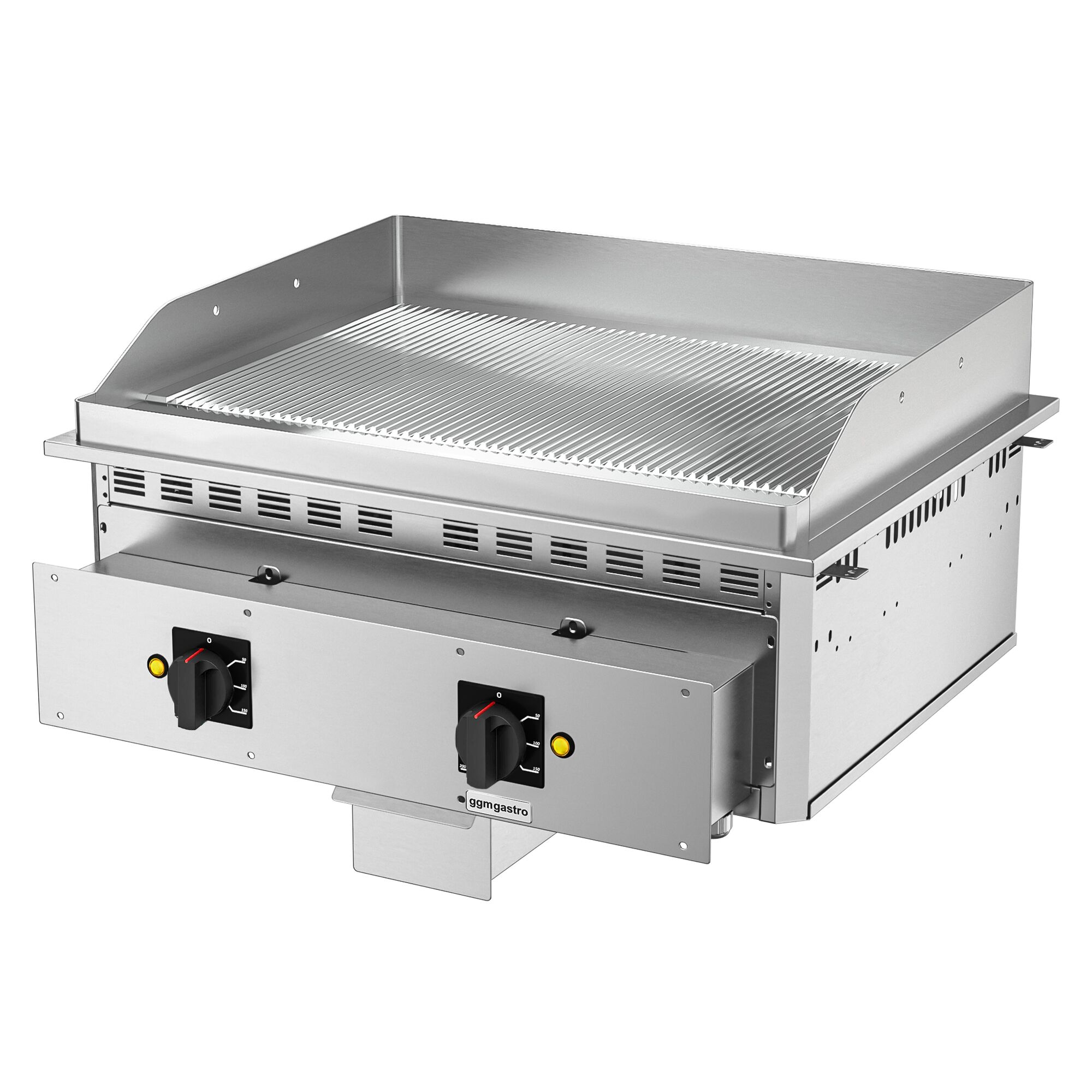 Plancha électrique - plaque acier - 9,0 kW - Rainurée - Surface de cuisson : 693x484mm