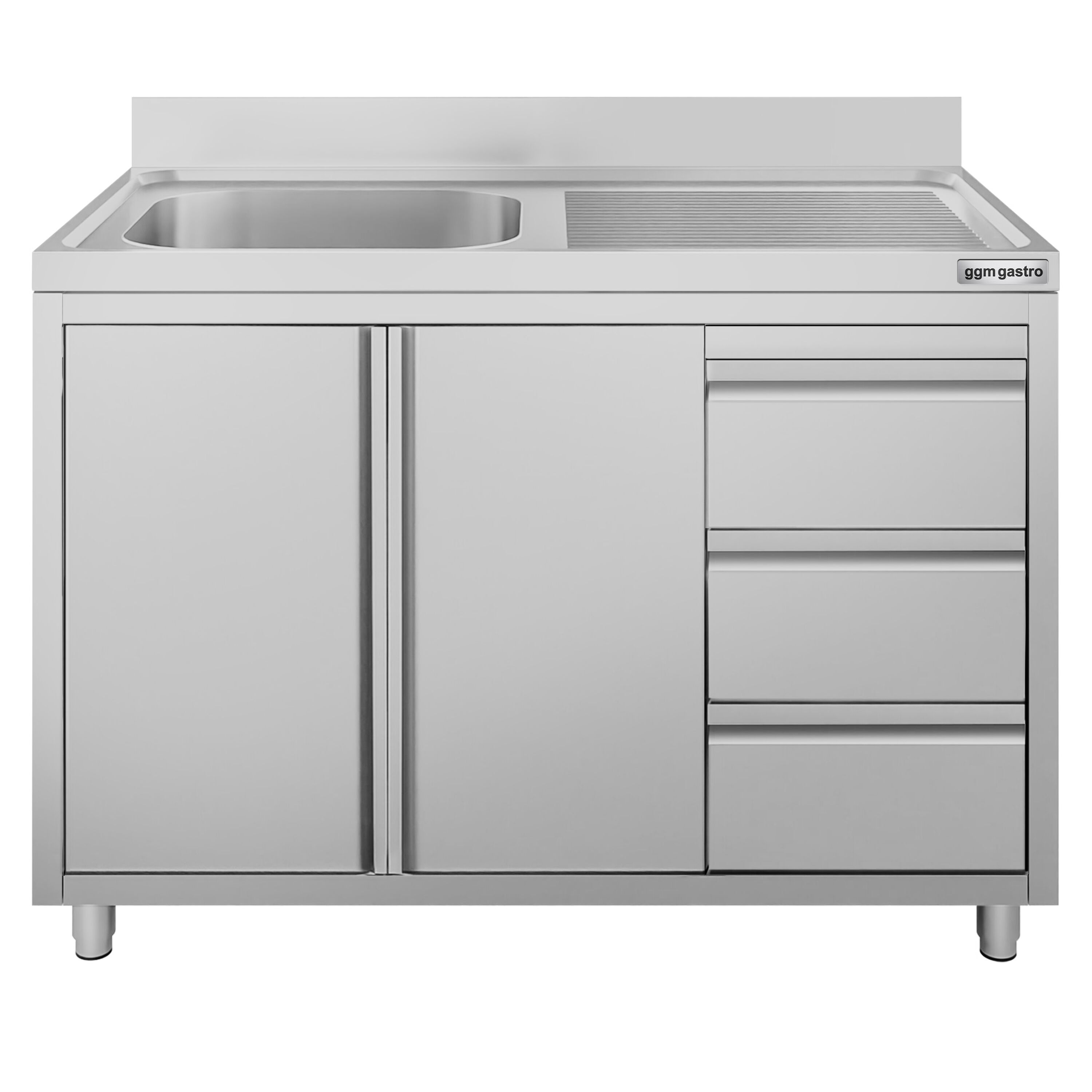 Meuble évier ECO - 1200 x 600 mm - 3 tiroirs - & 1 bac à gauche