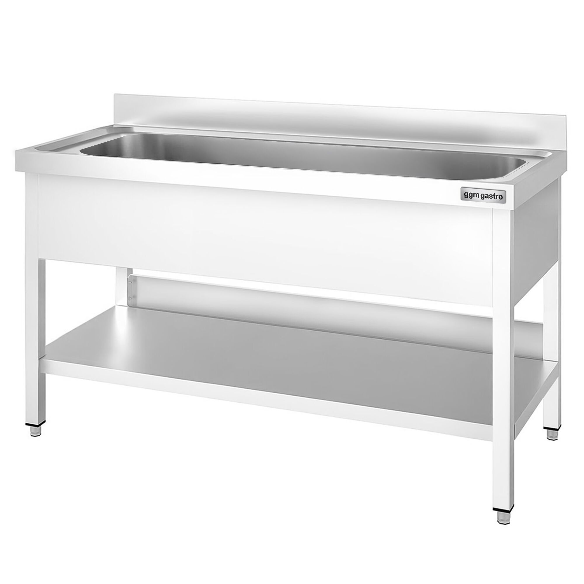 Plonge à marmites en inox PREMIUM - 1600x600mm - avec étagère basse & 1 bac