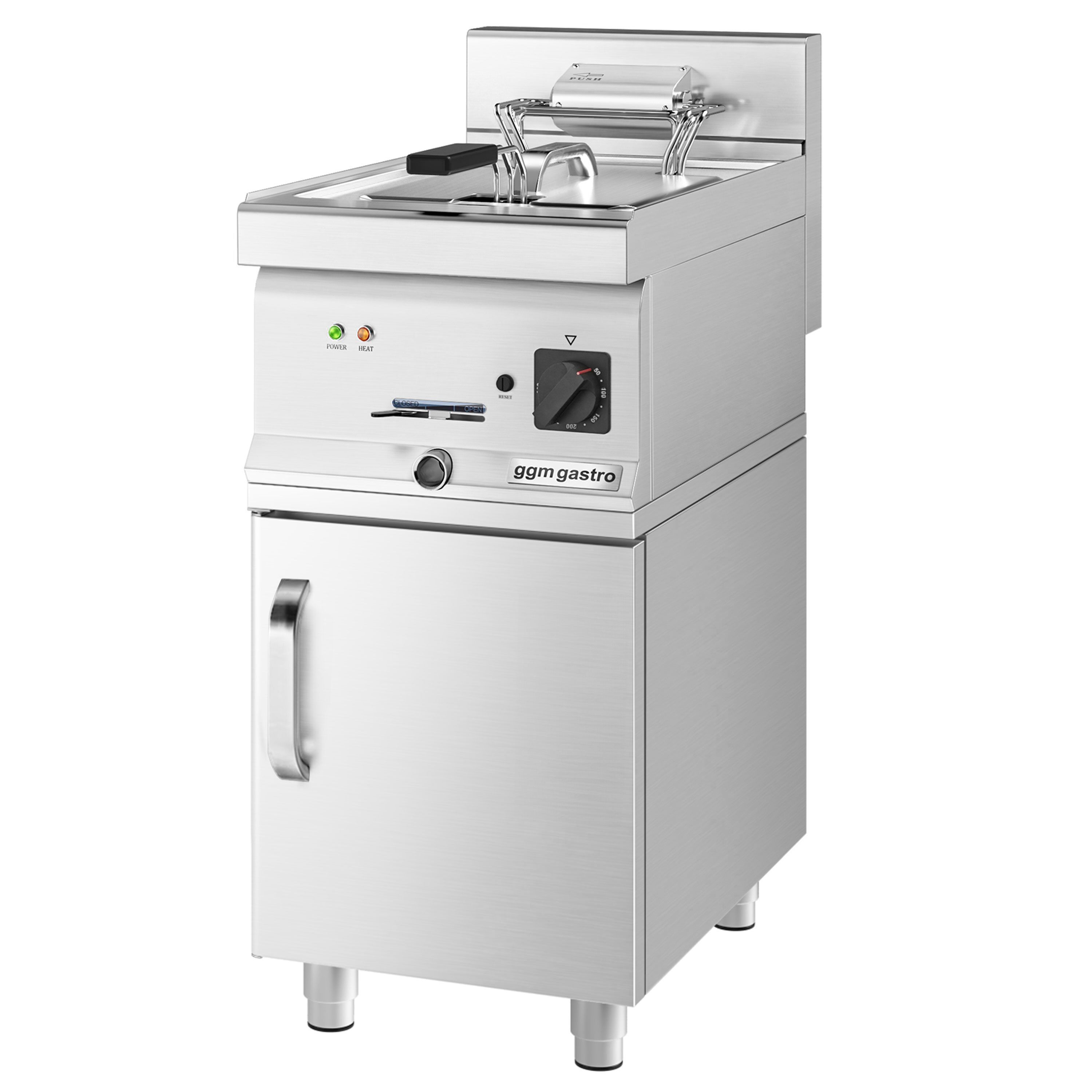 Friteuse électrique – 10 litres – 9 kW – avec soubassement et 1 porte