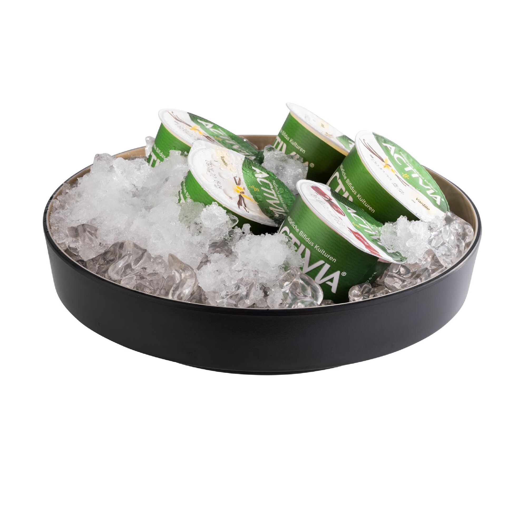 (6 stuks) Schaal - FRIDA - Melamine - rond - Ø255mm - 2-delig, met afdruipinzet, stapelbaar - zwart/beige