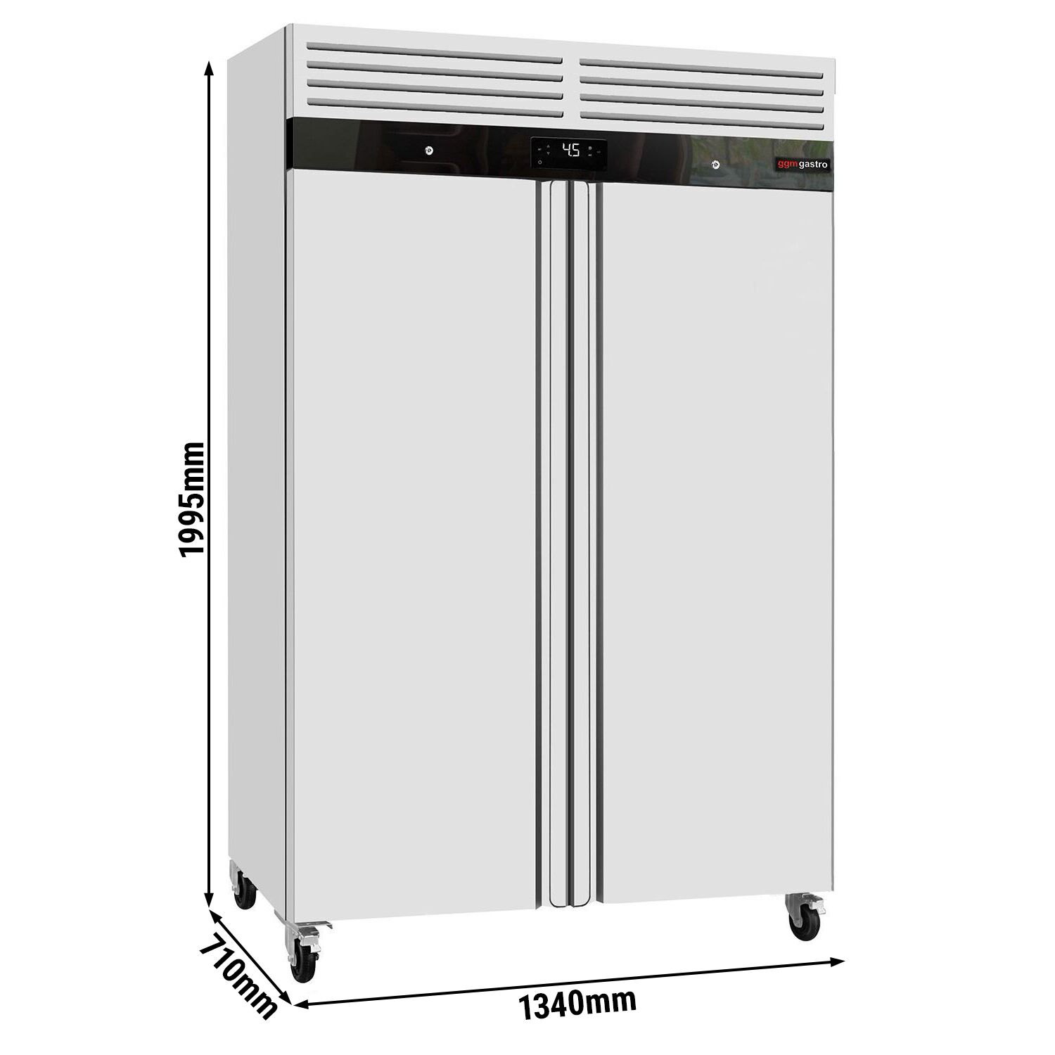 Armoire réfrigérée positive en acier inoxydable ECO – 1200 litres – avec 2 portes en inox – intérieur de la porte en plastique