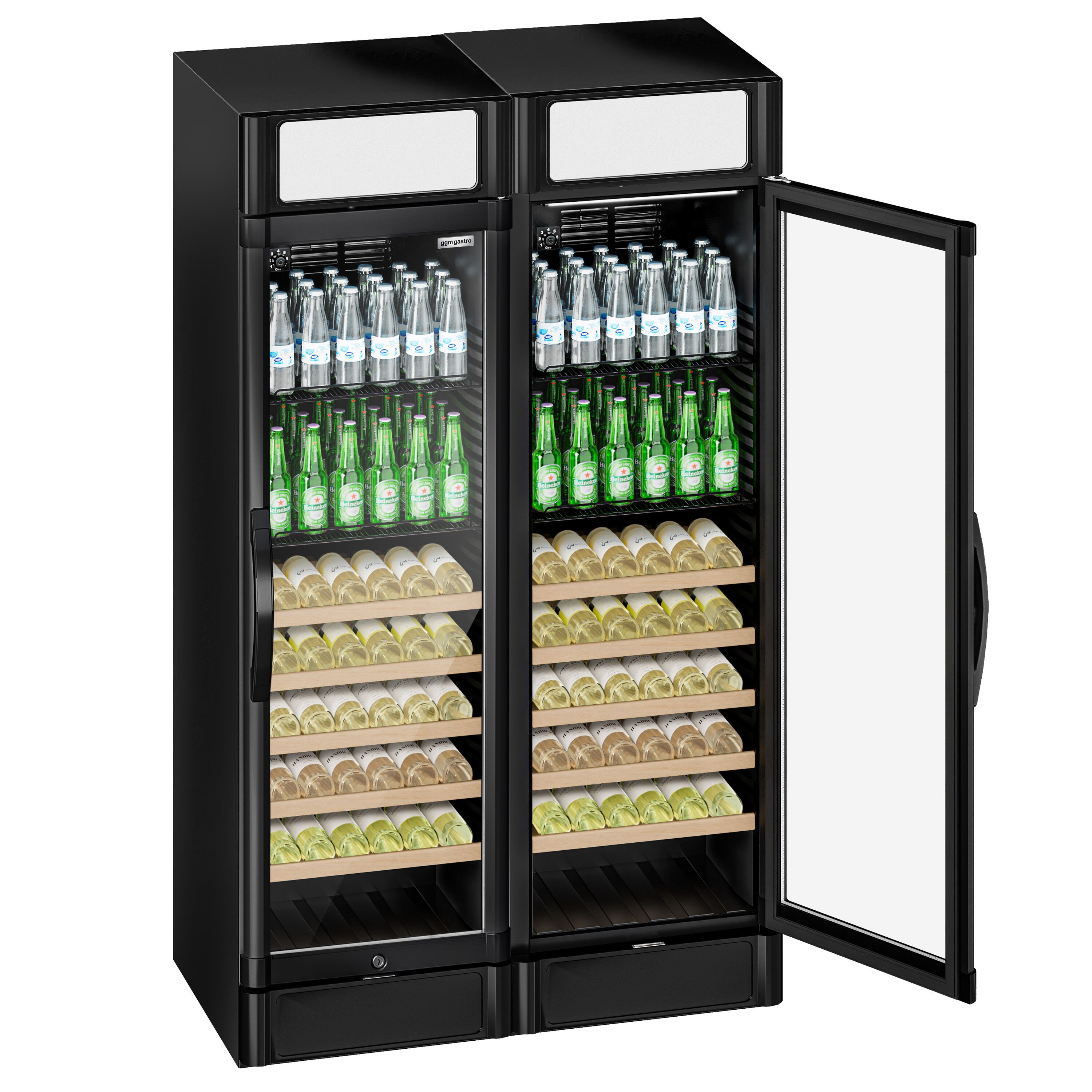 (2 pièces) Vitrine réfrigérée à boissons - 690 litres - avec 2 portes vitrées et écran publicitaire
