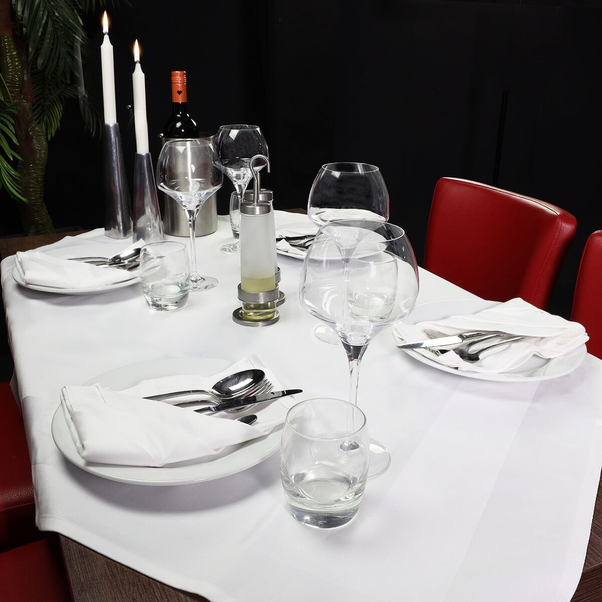 (100 pièces) Nappe carrée en damas Tessin Atlas - 210 g/m² - 80 x 80 cm - Blanc