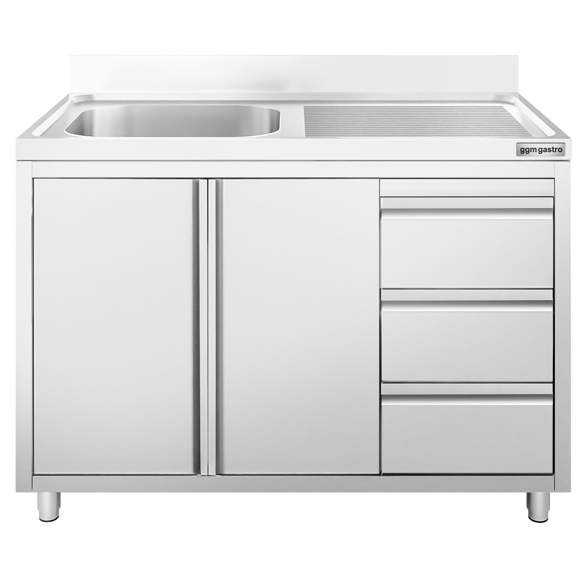 Meuble plonge ECO - 1200x700mm - avec 1 bac à gauche - 3 tiroirs