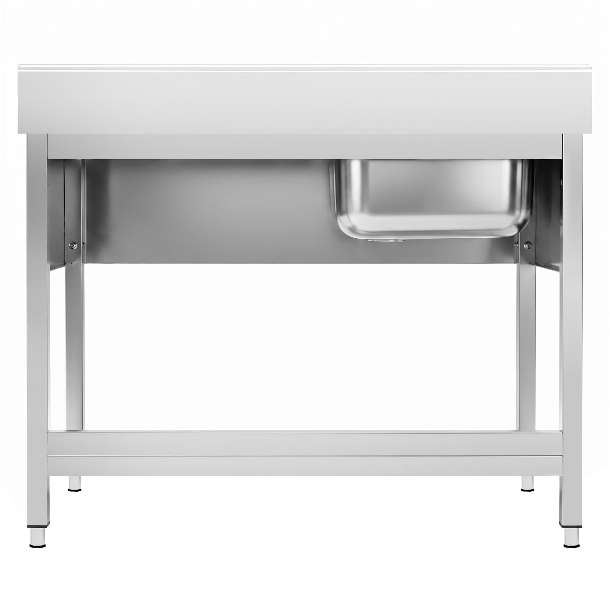 Stainless Steel Commercial Sink Unit PREMIUM - 1200x700mm - with Single Bowl Left-hand - with Undershelf - with Upstand