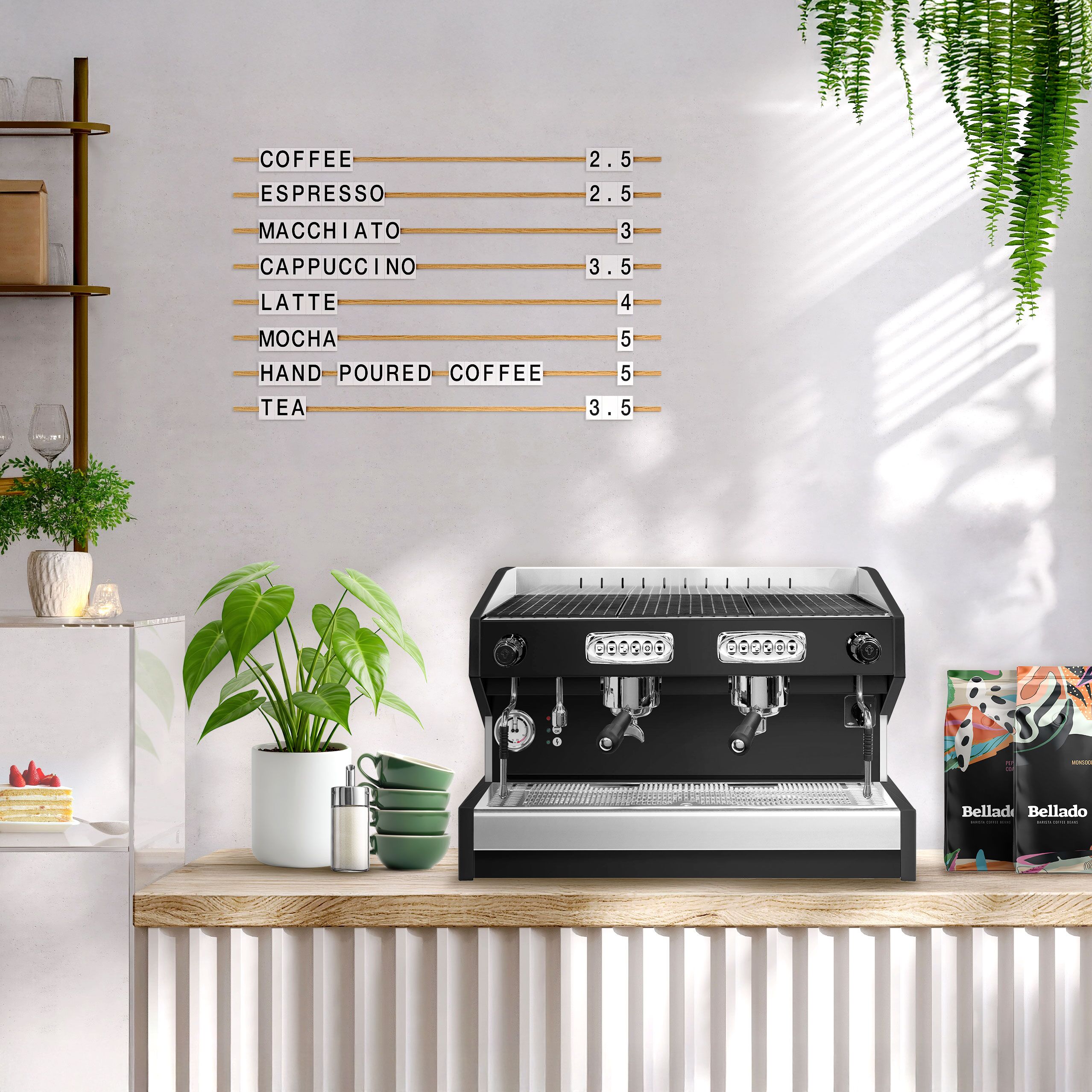 Machine à café porte-filtre « Eminence » – 2 groupes – avec système de préinfusion inclus – Noir