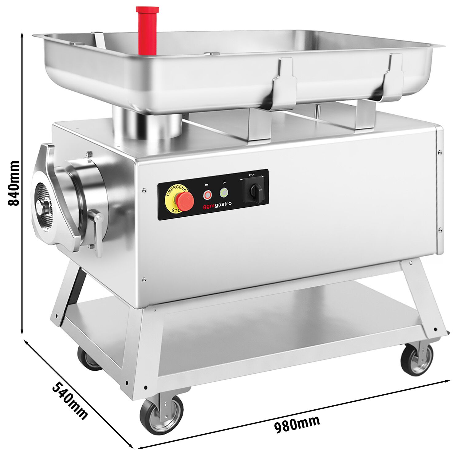 Hachoir à viande électrique 42 – 700 kg/h – 4 kW – avec roulettes
