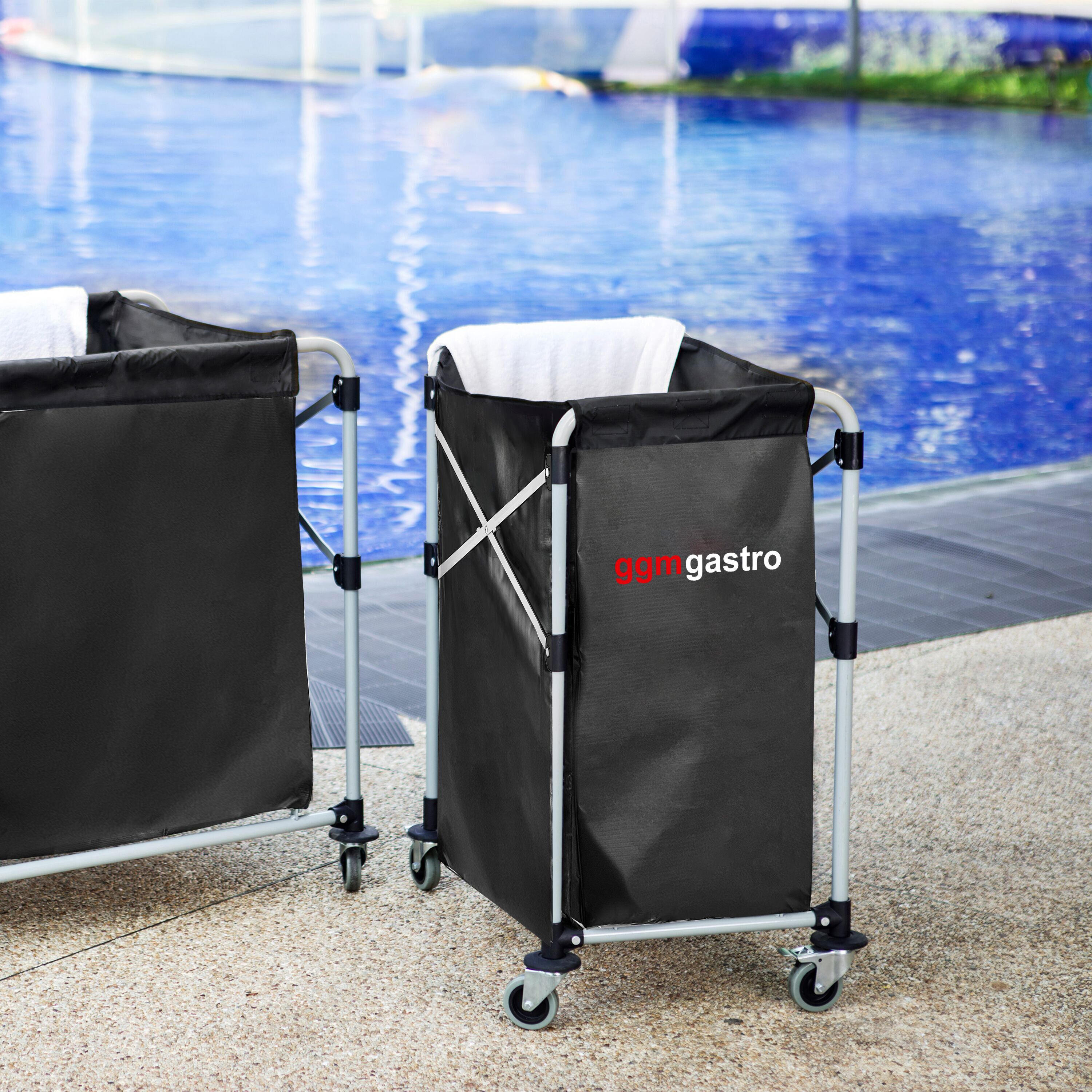 Chariot à linge - pliant - 150L - cadre en aluminium - Noir