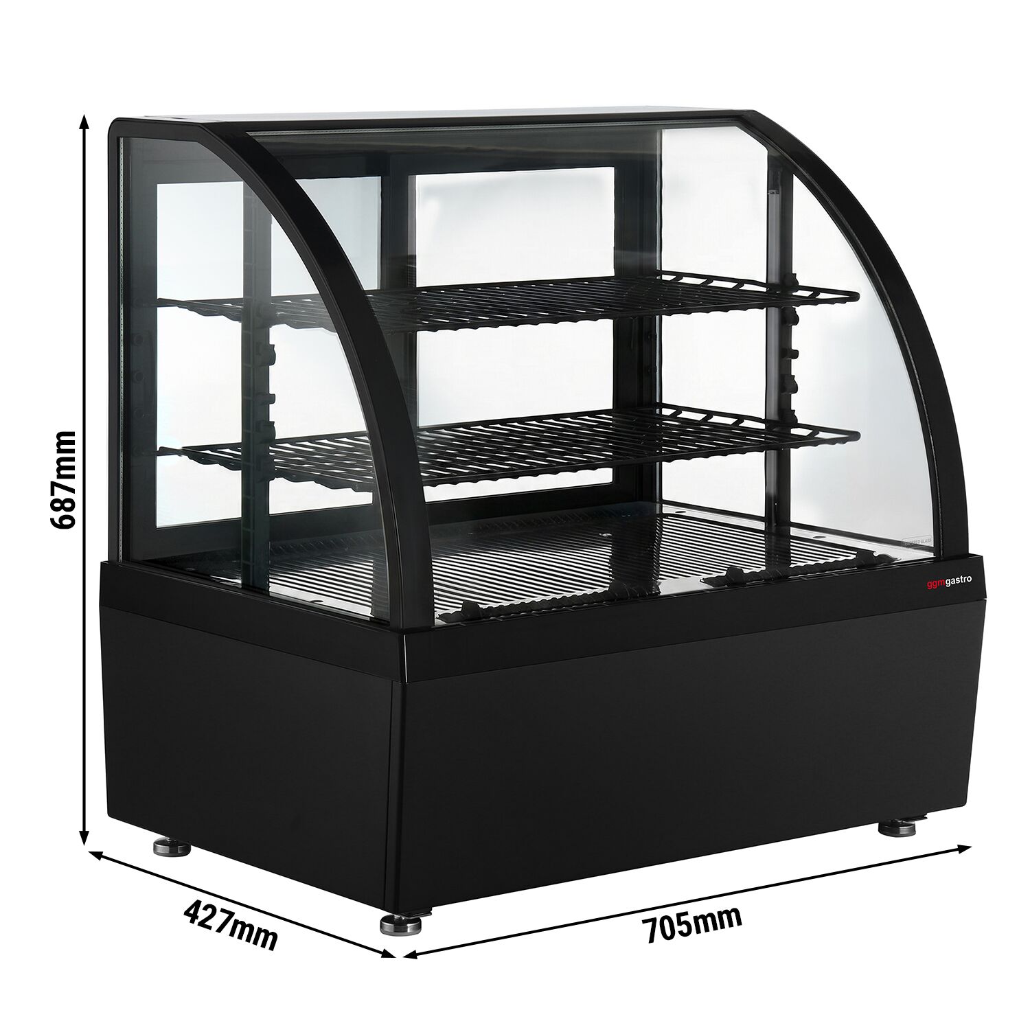 Tisch-Kühlvitrine - 100 Liter - 705mm - mit 2 Ablagen - LED Beleuchtung