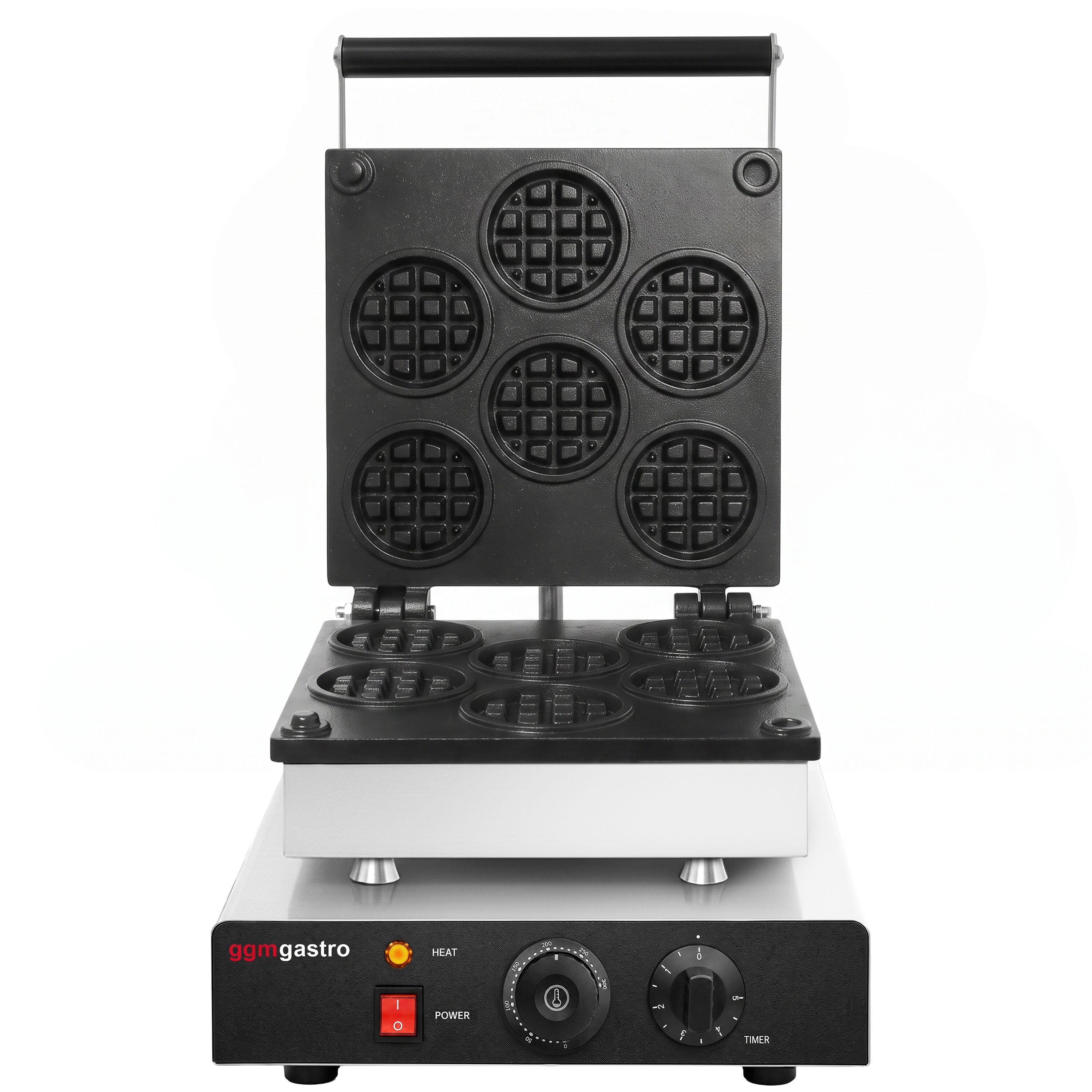 Waffle iron - Single - Manual - 1,75 kW - Shape: Waffle coins - Teflon-coated baking plates