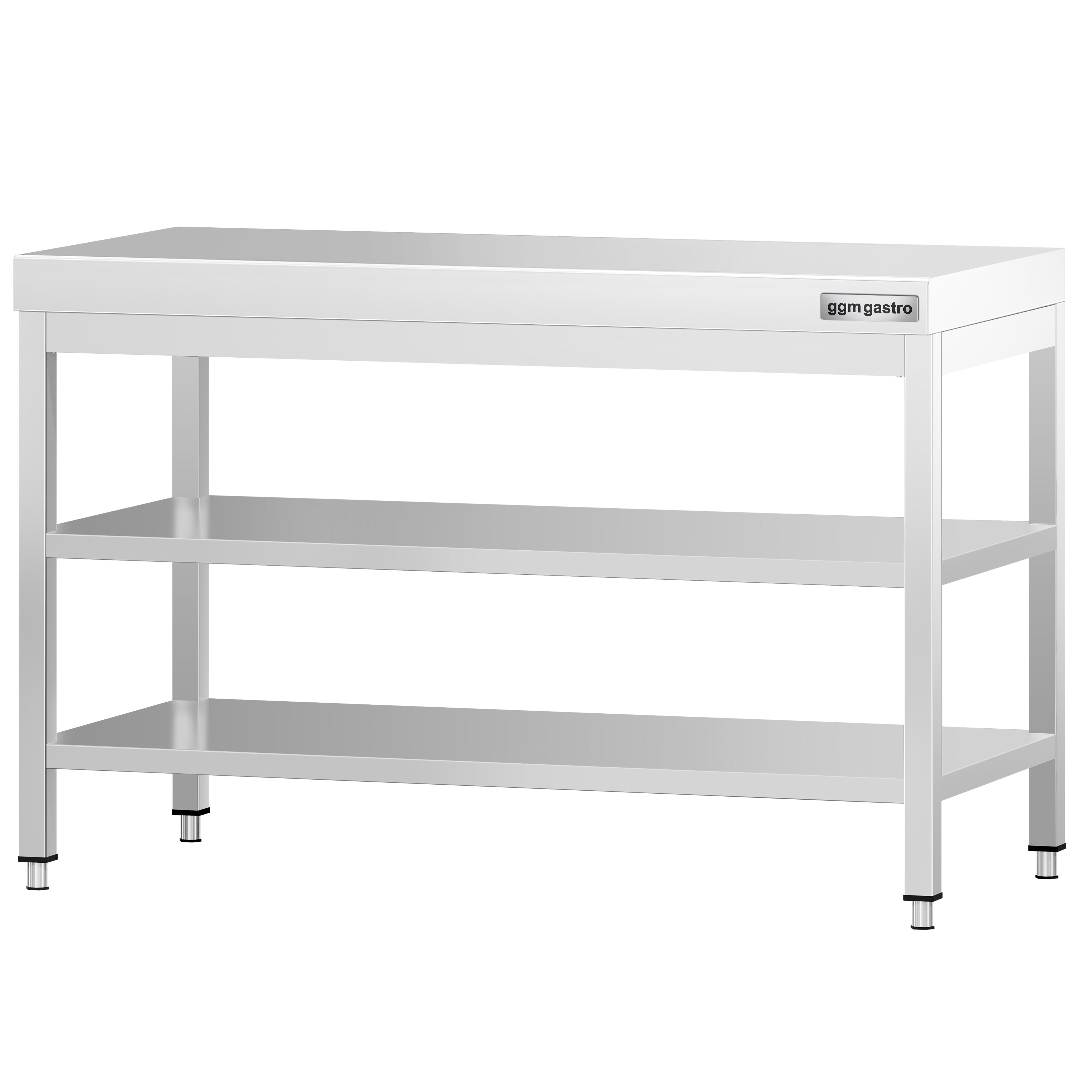 Table de travail inox PREMIUM - 1200 x 700 mm - avec tablette inférieure & Tablette intermédiaire