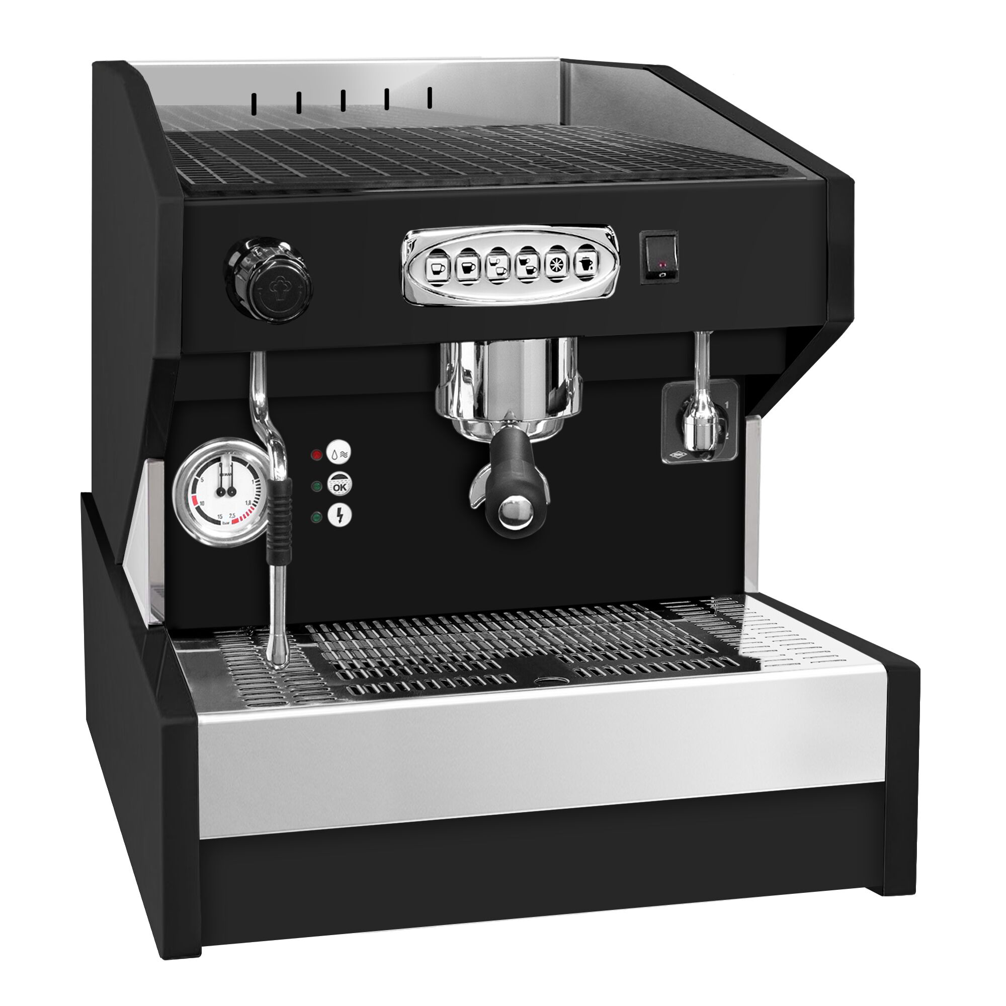Machine à café porte-filtre « Eminence » – 1 groupe – avec système de préinfusion inclus – Noir