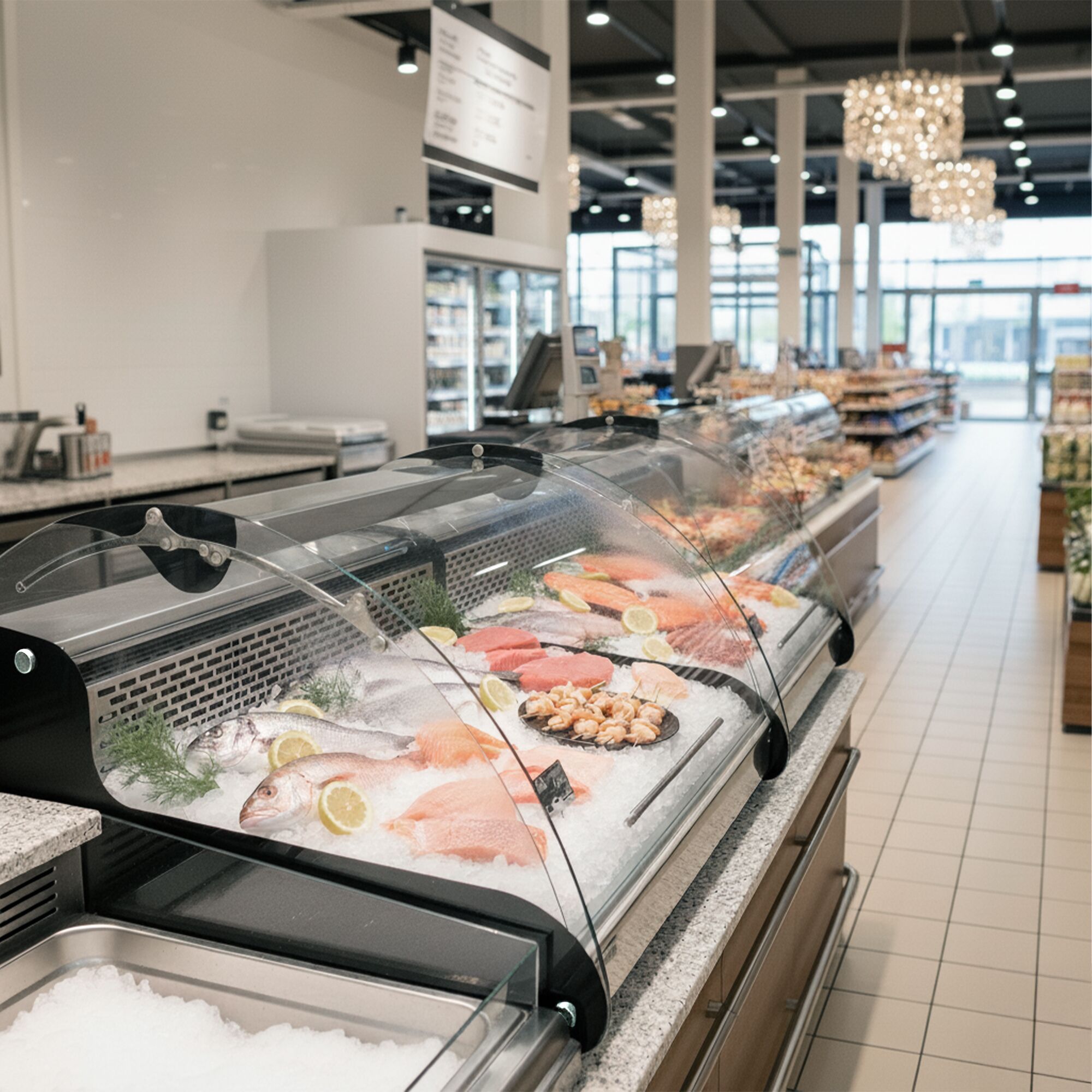 Vitrine réfrigérée de table - 118L - 695mm - 1 porte vitrée - pour poisson frais