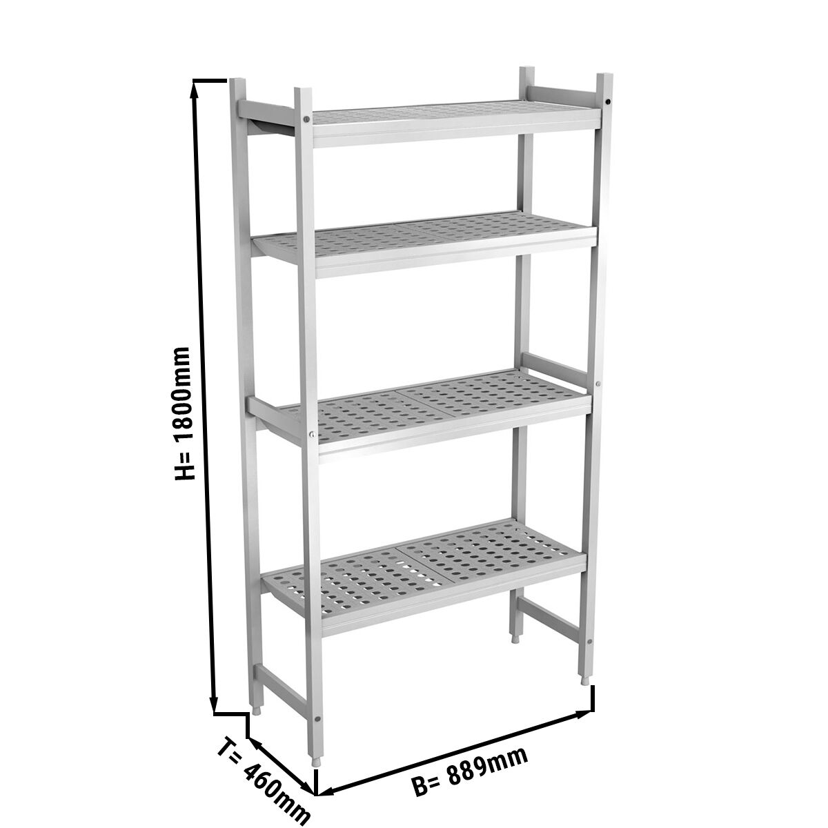 Étagère de base en aluminium - 889 x 1800 mm - Capacité de charge : 600 kg