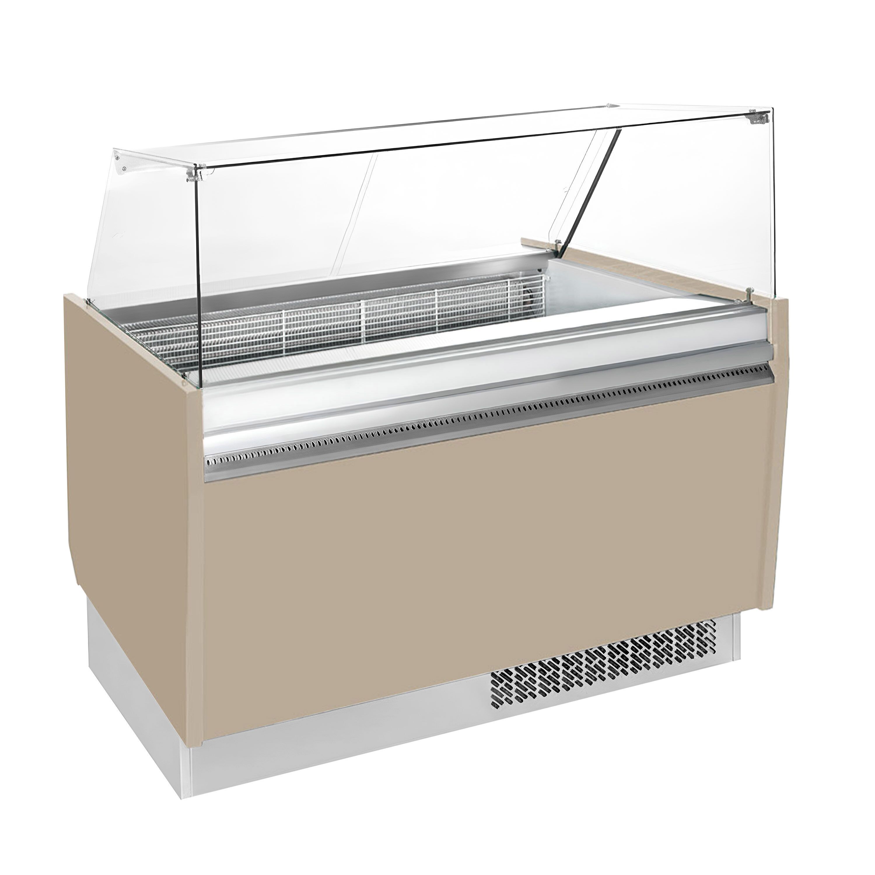Vitrine à glace LIAM – 1310 mm – refroidissement statique – pour 10+10 bacs à glace de 5 litres – Beige