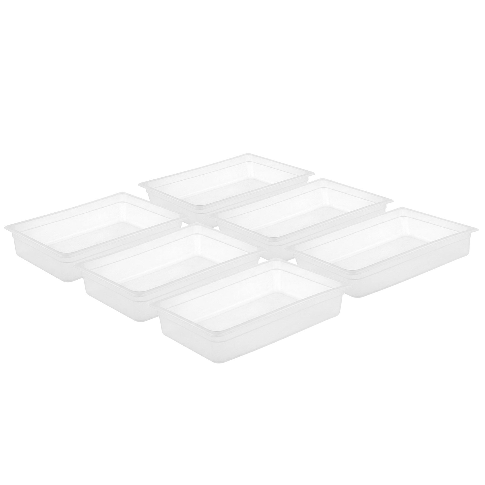 (6 pcs) Polycarbonate Gastronorm Container GN 1/1 - Clear - 8.5L - Depth: 65mm