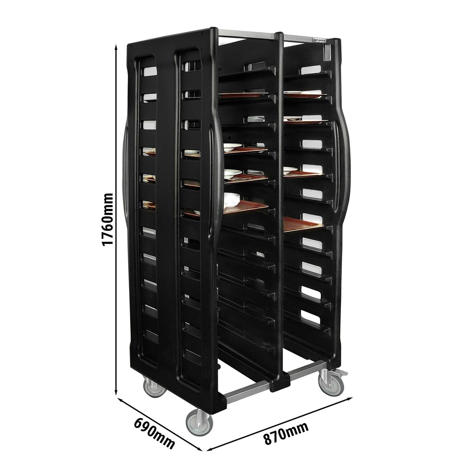 Chariot à plateaux – double – pour 24 plateaux EN 530 × 370