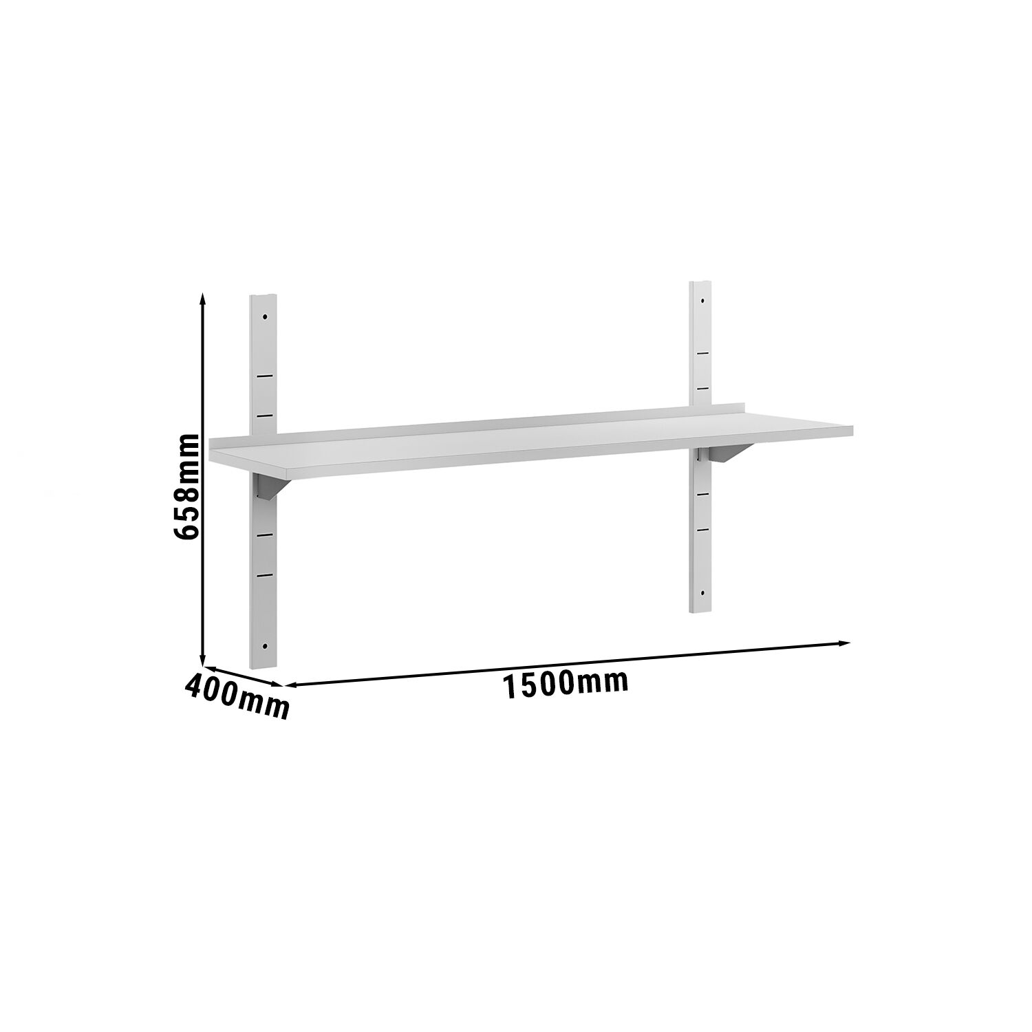 Étagère murale ECO en inox - 1500 × 400 mm - avec 1 étage