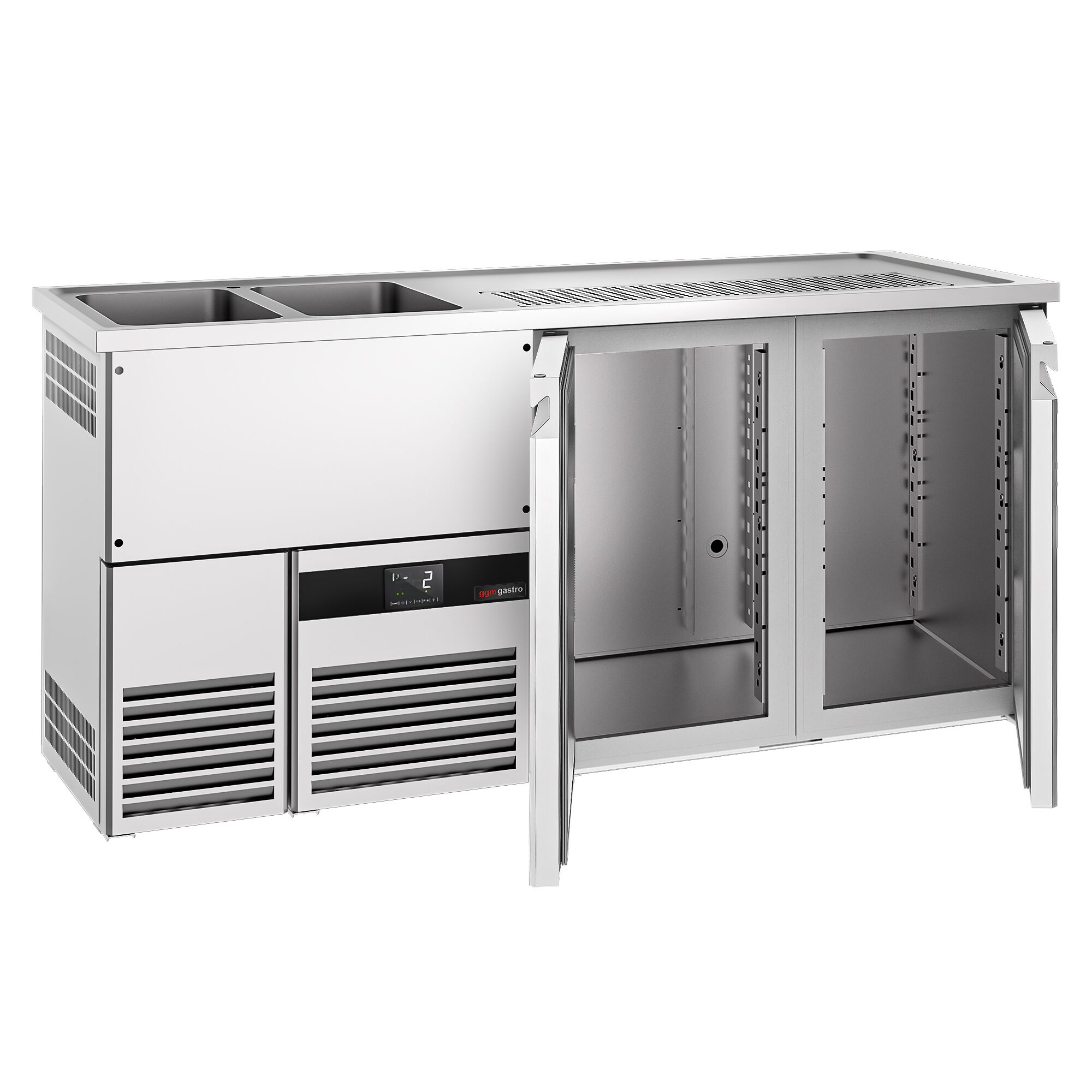 Comptoir de bar réfrigéré PREMIUM - 1950x700mm - 2 portes
