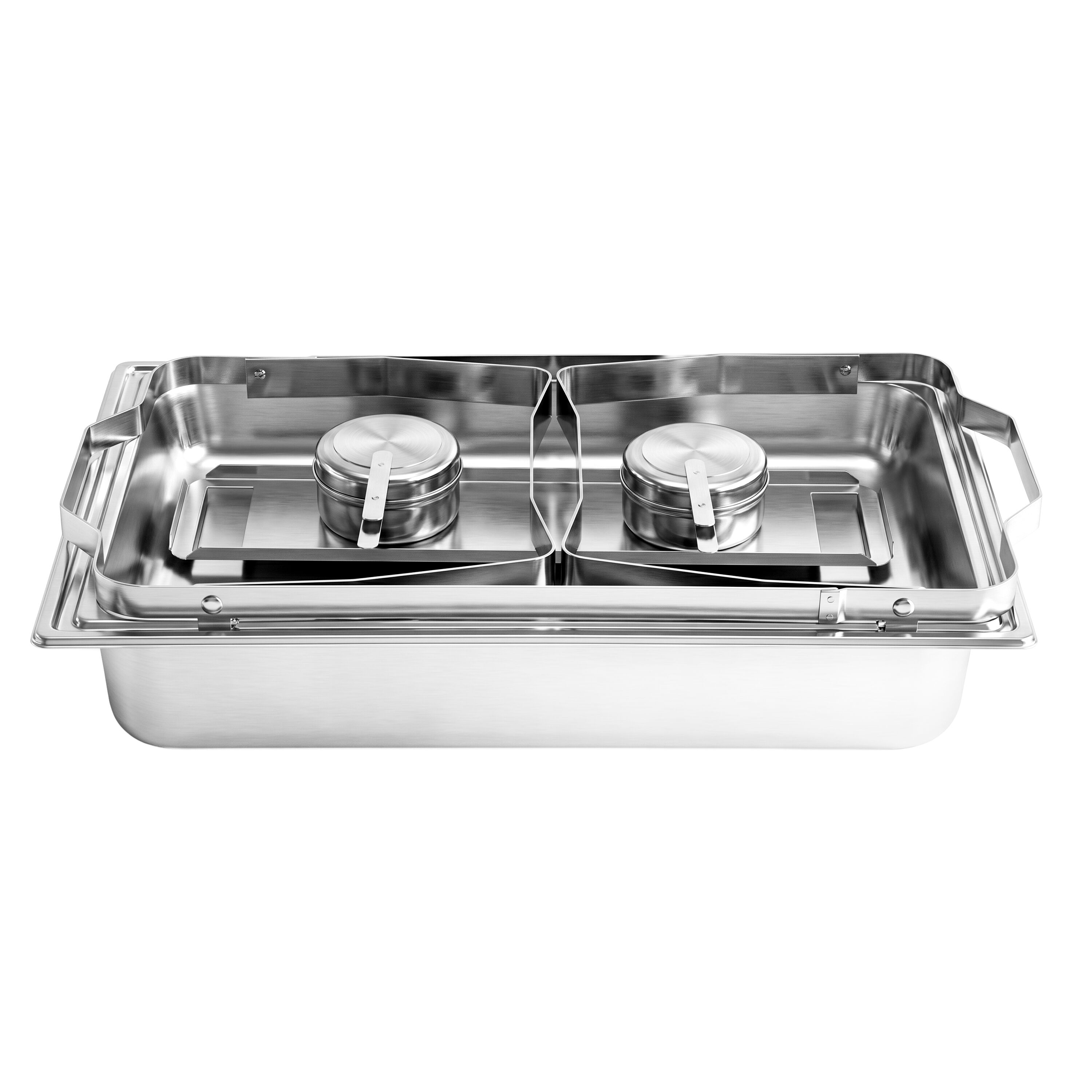 Chafing dish i rostfritt stål - GN 1/1 - med lock - stativ i rostfritt stål