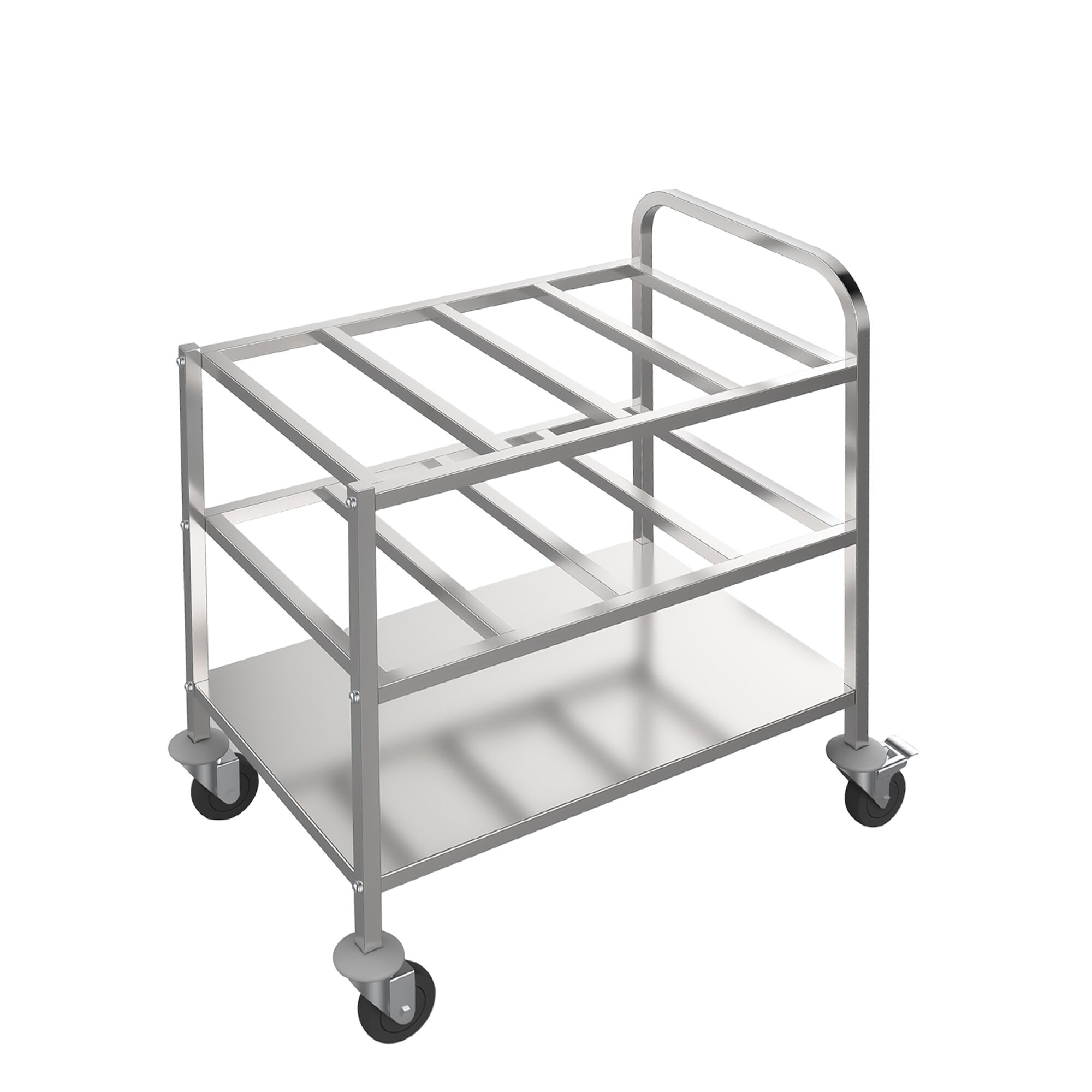 Chariot de service 800 mm – avec 2 surfaces de rangement pour 12 bacs GN 1/6 chacune