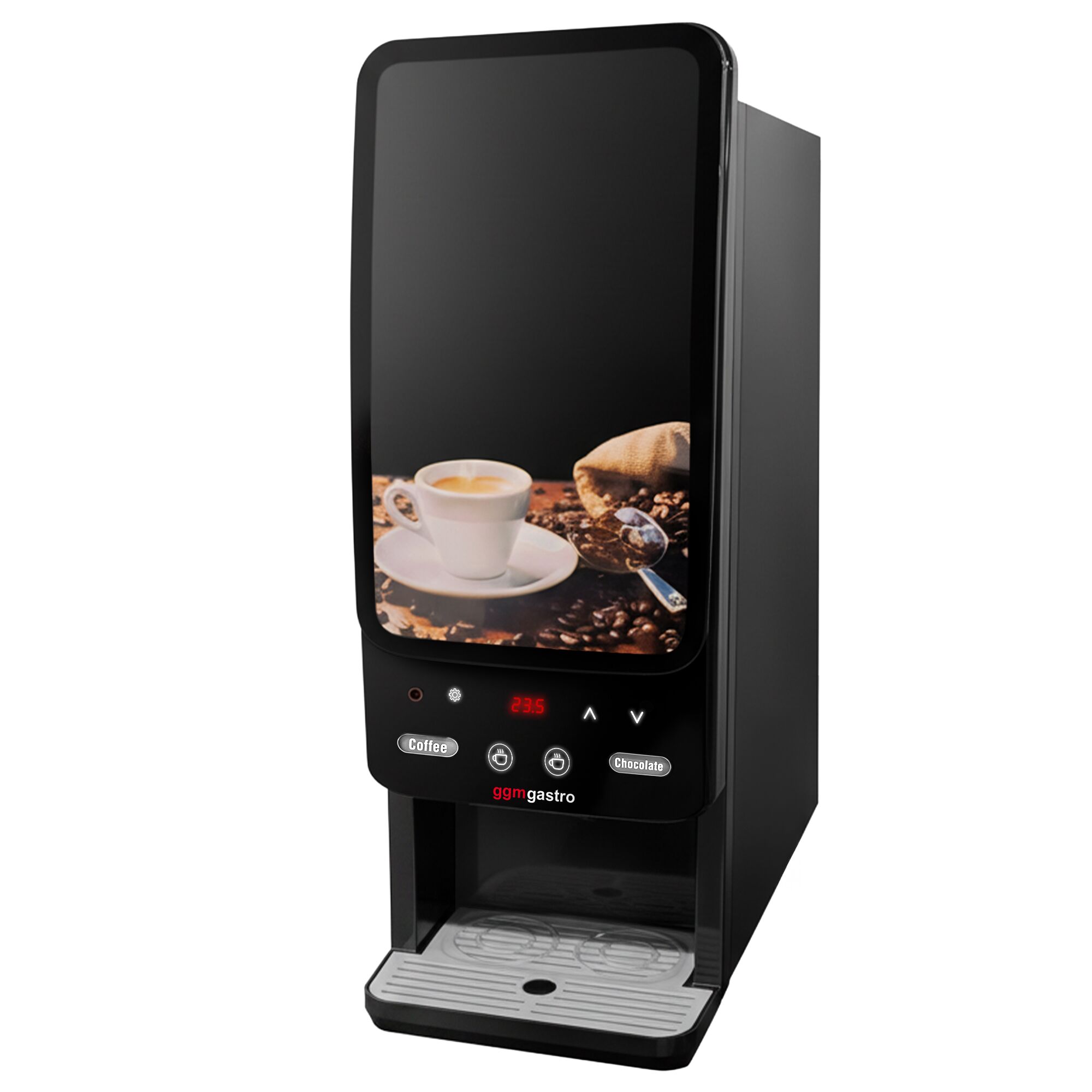 Commercial tabletop instant hot drinks machine, 2 ingredient canisters — 1.8 kW — Touch — Black
