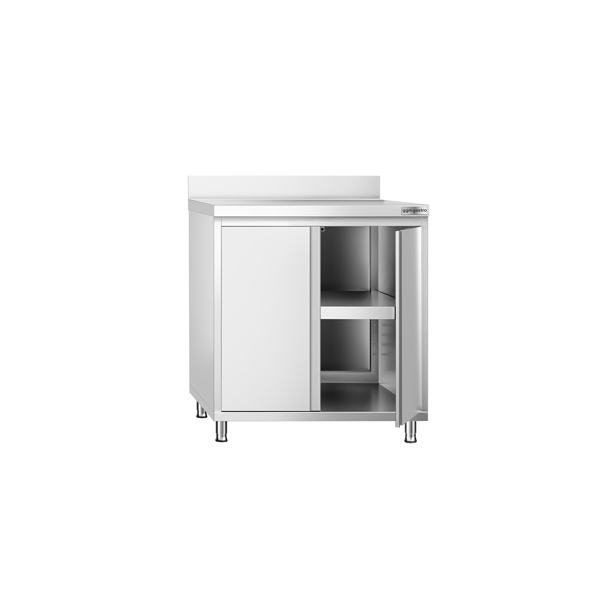 Table armoire en acier inoxydable PREMIUM - 800x700mm - avec portes battantes - avec dosseret