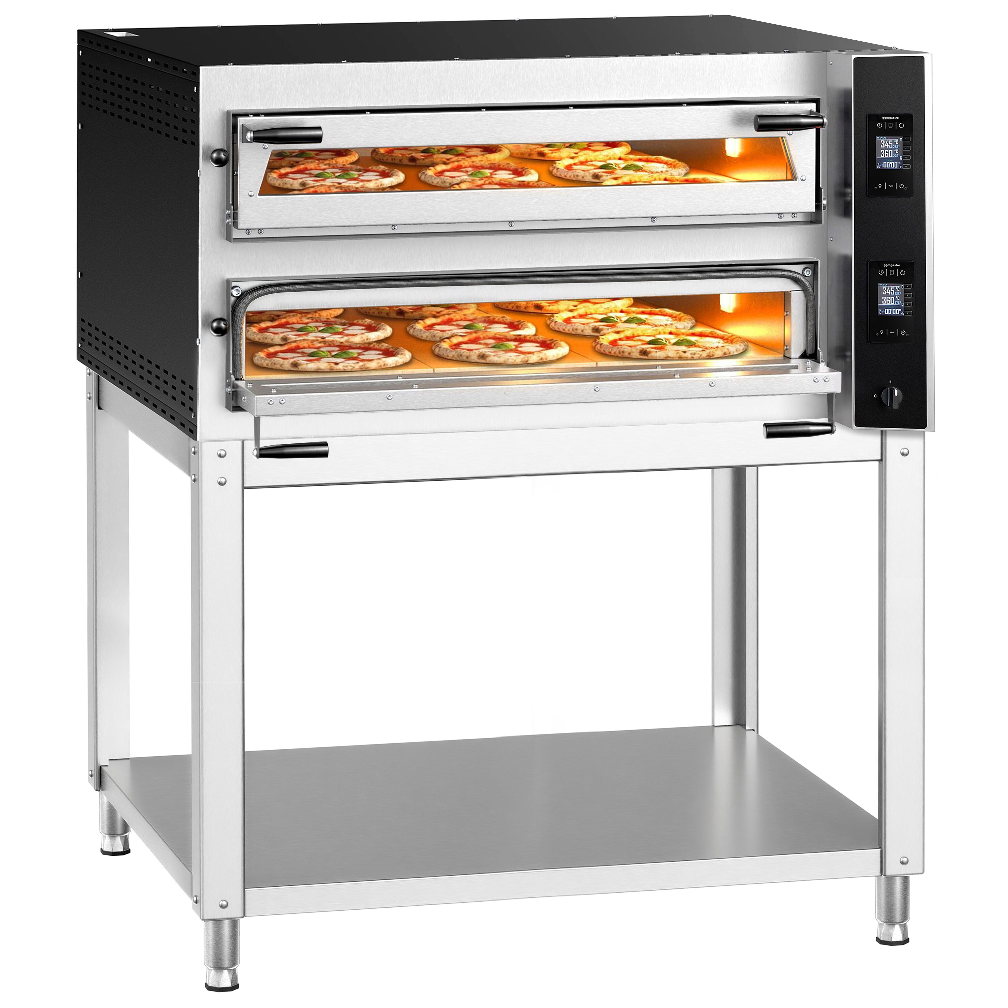 Four à pizza électrique – 9+9 x 35 cm (large) – Digital – incl. support inférieur