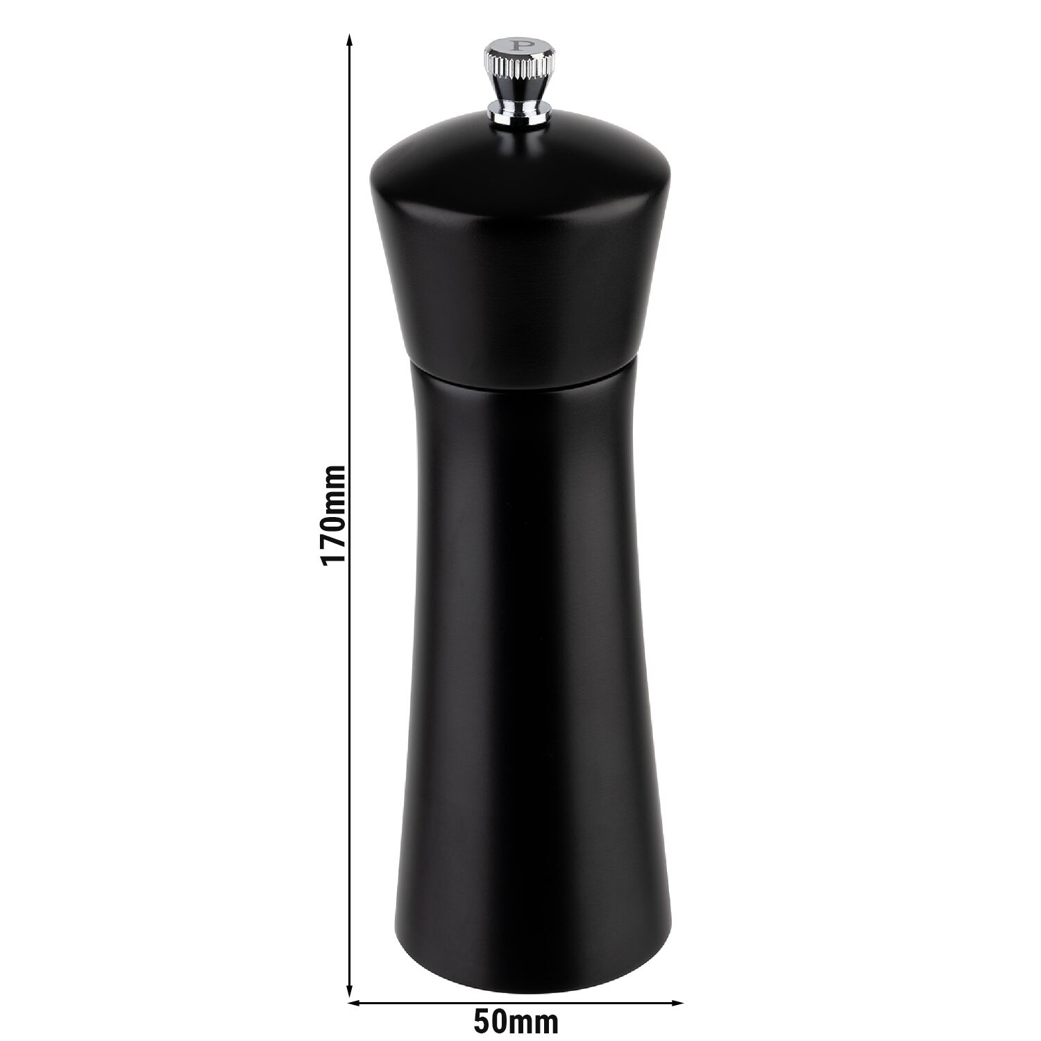 (6 pièces) Moulin à poivre – MIDNIGHT – Bois – Hauteur : 170 mm – Noir