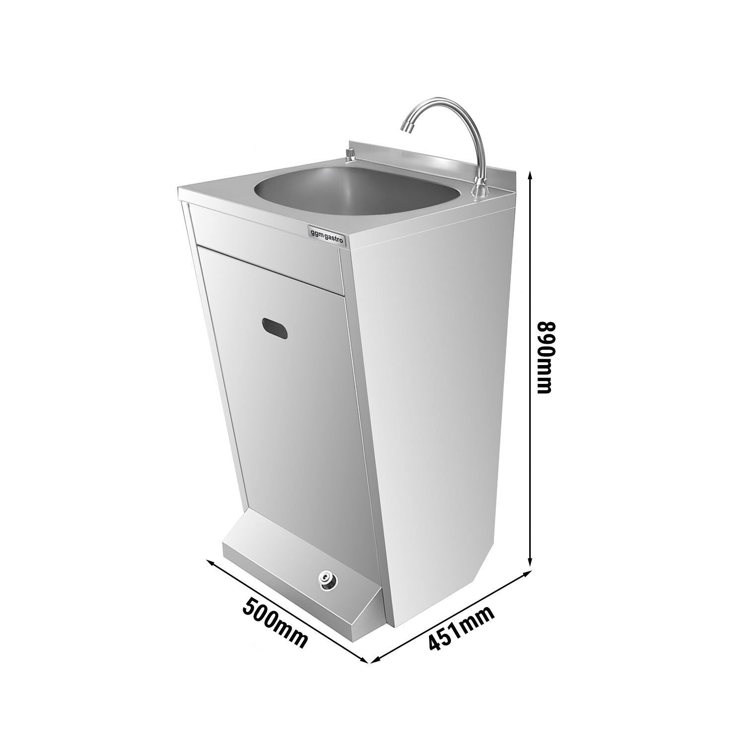 Lave-mains - Acier inoxydable - avec commande au pied, distributeur de savon