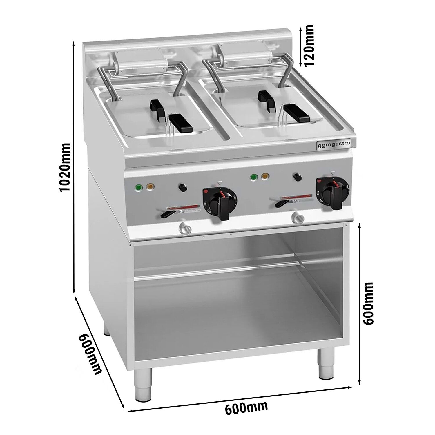 Friteuse électrique double – 10+10 litres – 12 kW – incl. support inférieur