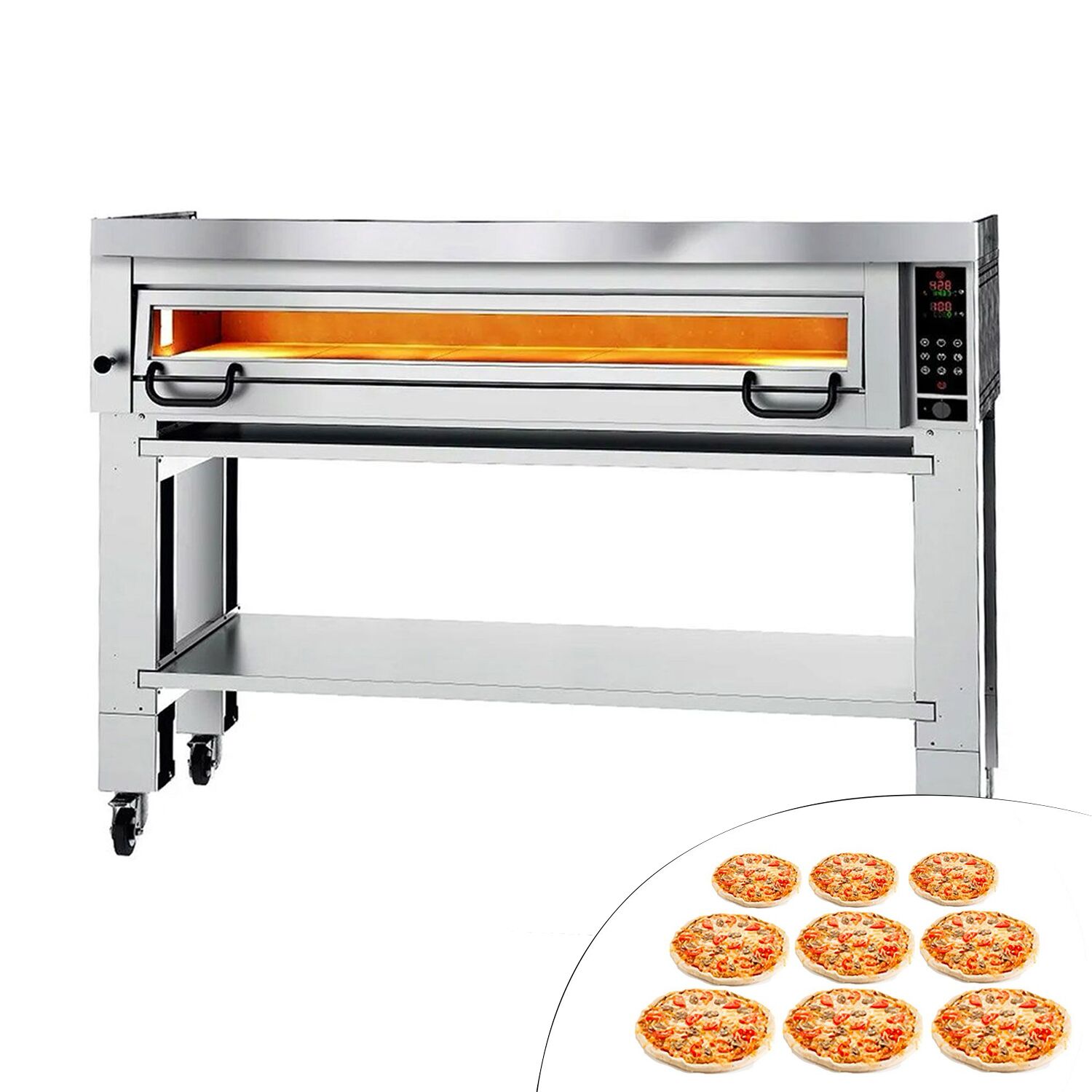 Four à pizza électrique Power – 9 x 34 cm – Digital – incl. hotte et support inférieur