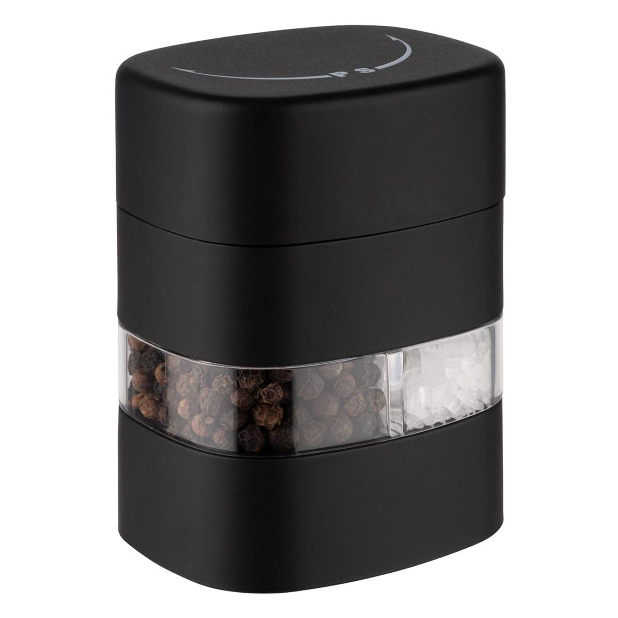 (6 pièces) Moulin 2-en-1 sel & poivre – plastique – hauteur : 80 mm – Noir