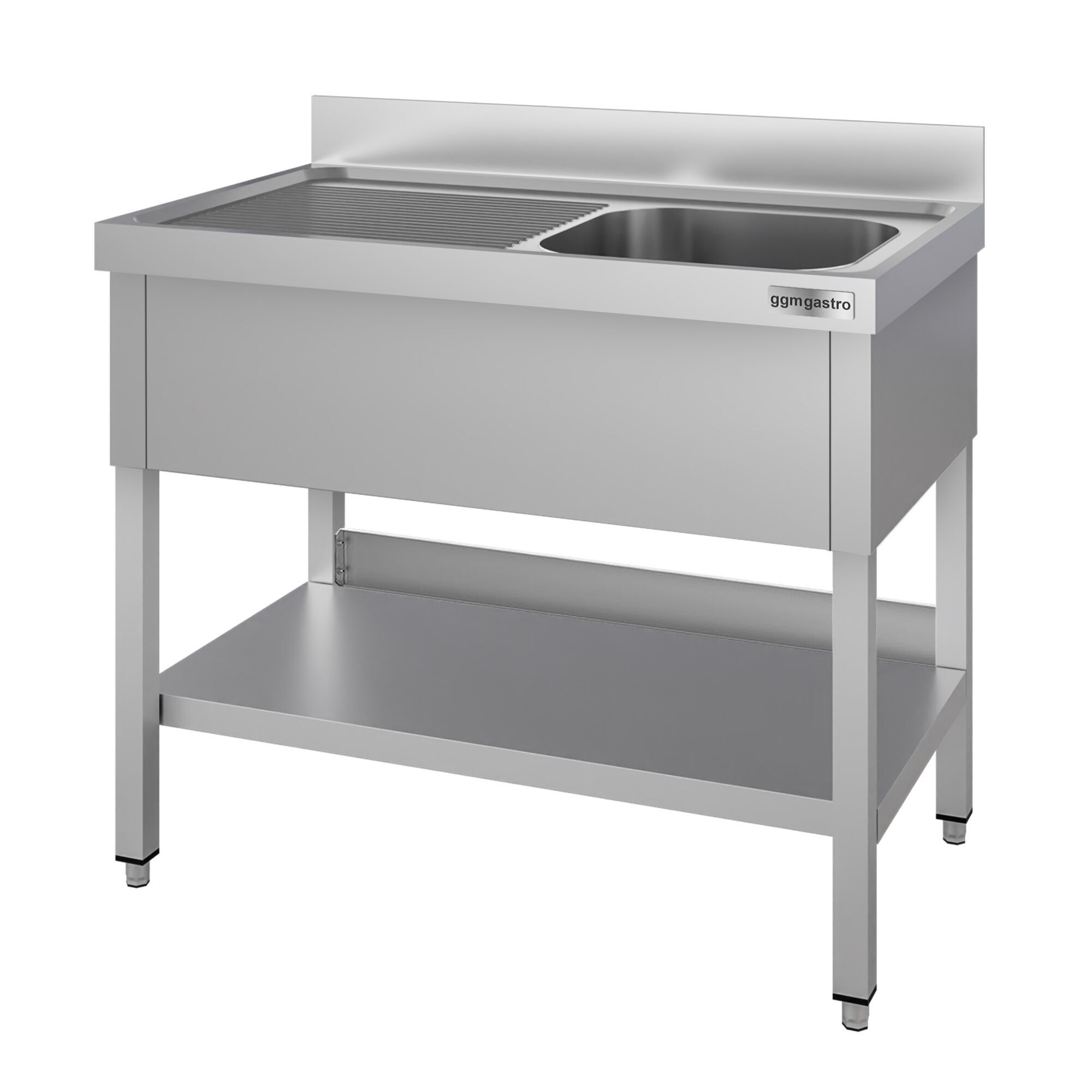 Plonge en inox ECO - 1000x600mm - avec étagère basse - 1 bac à droite