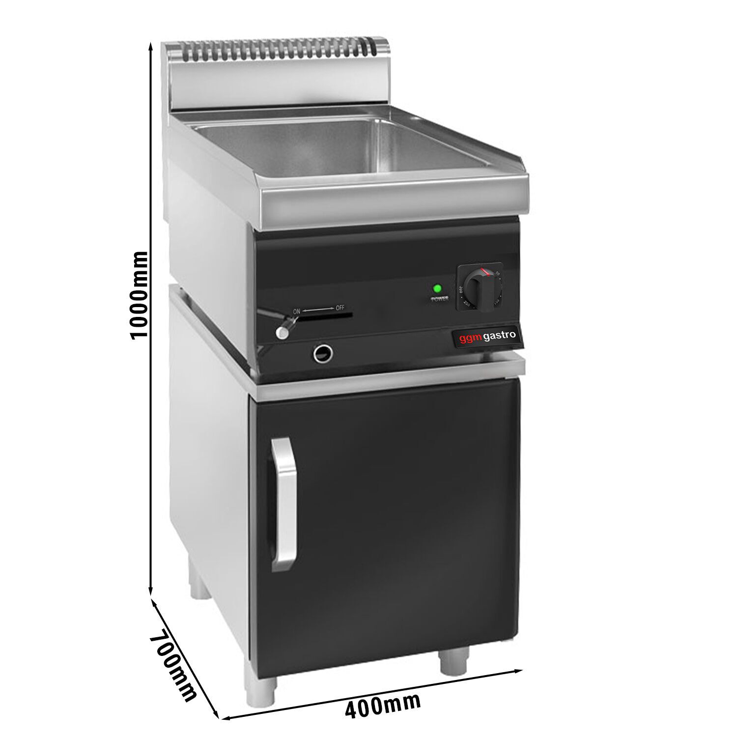 Bain-marie électrique – 1,2 kW – 1 × GN 1/1 – avec soubassement incluant 1 porte
